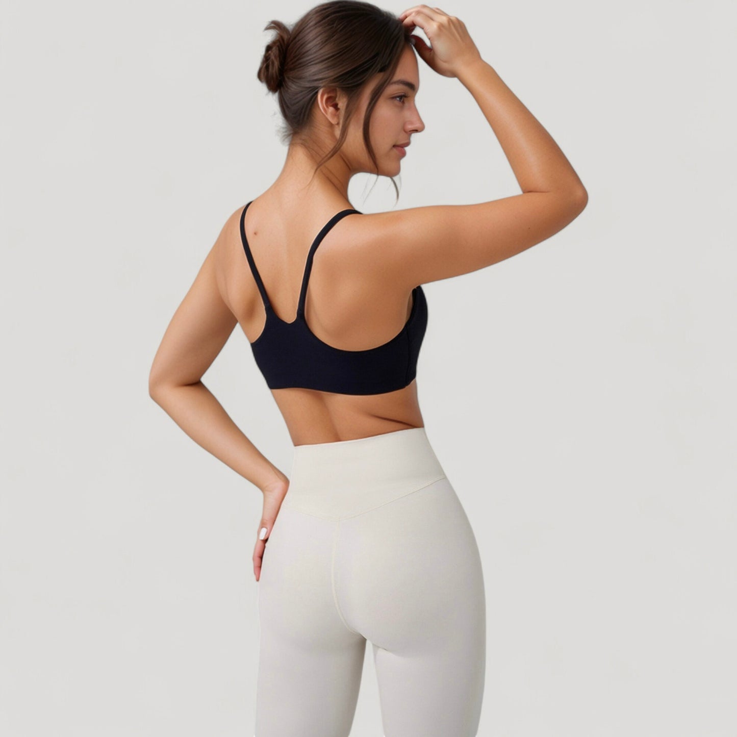 Anna-Kaci Active Women's Seamless Scoop Neck Sports Bra with Thin Adjustable Straps and Soft Stretch Fabric