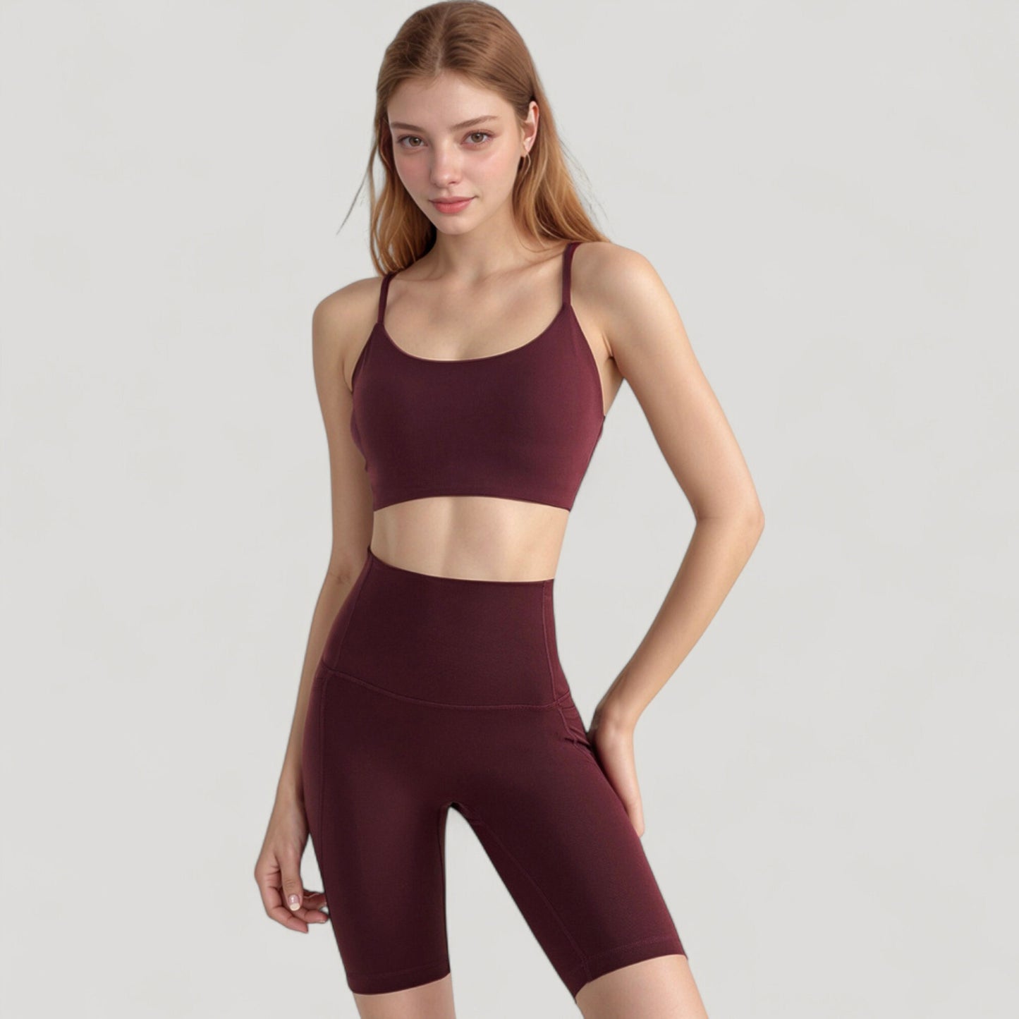 Anna-Kaci Active Women's Seamless Scoop Neck Sports Bra with Thin Adjustable Straps and Soft Stretch Fabric