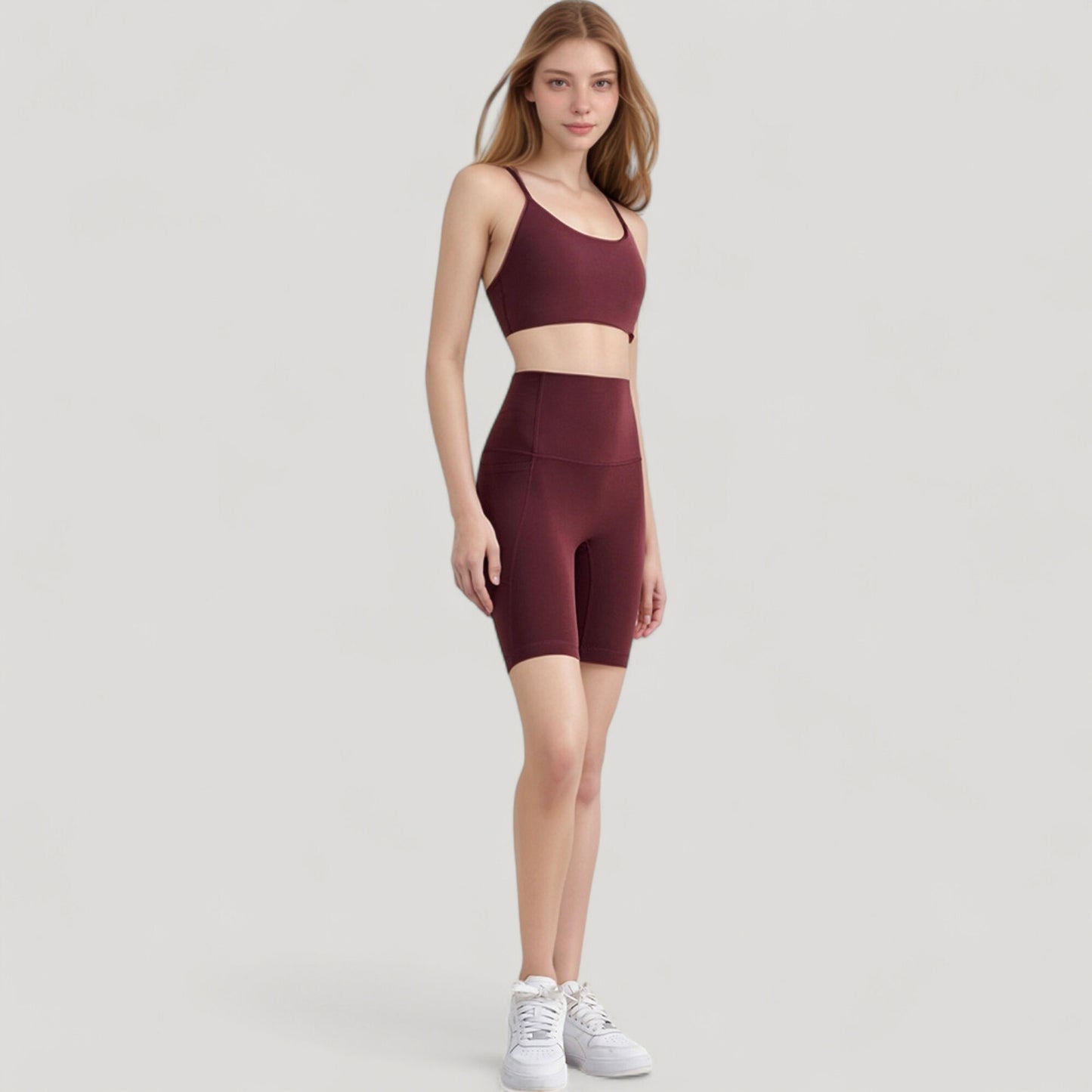 Anna-Kaci Active Women's Seamless Scoop Neck Sports Bra with Thin Adjustable Straps and Soft Stretch Fabric