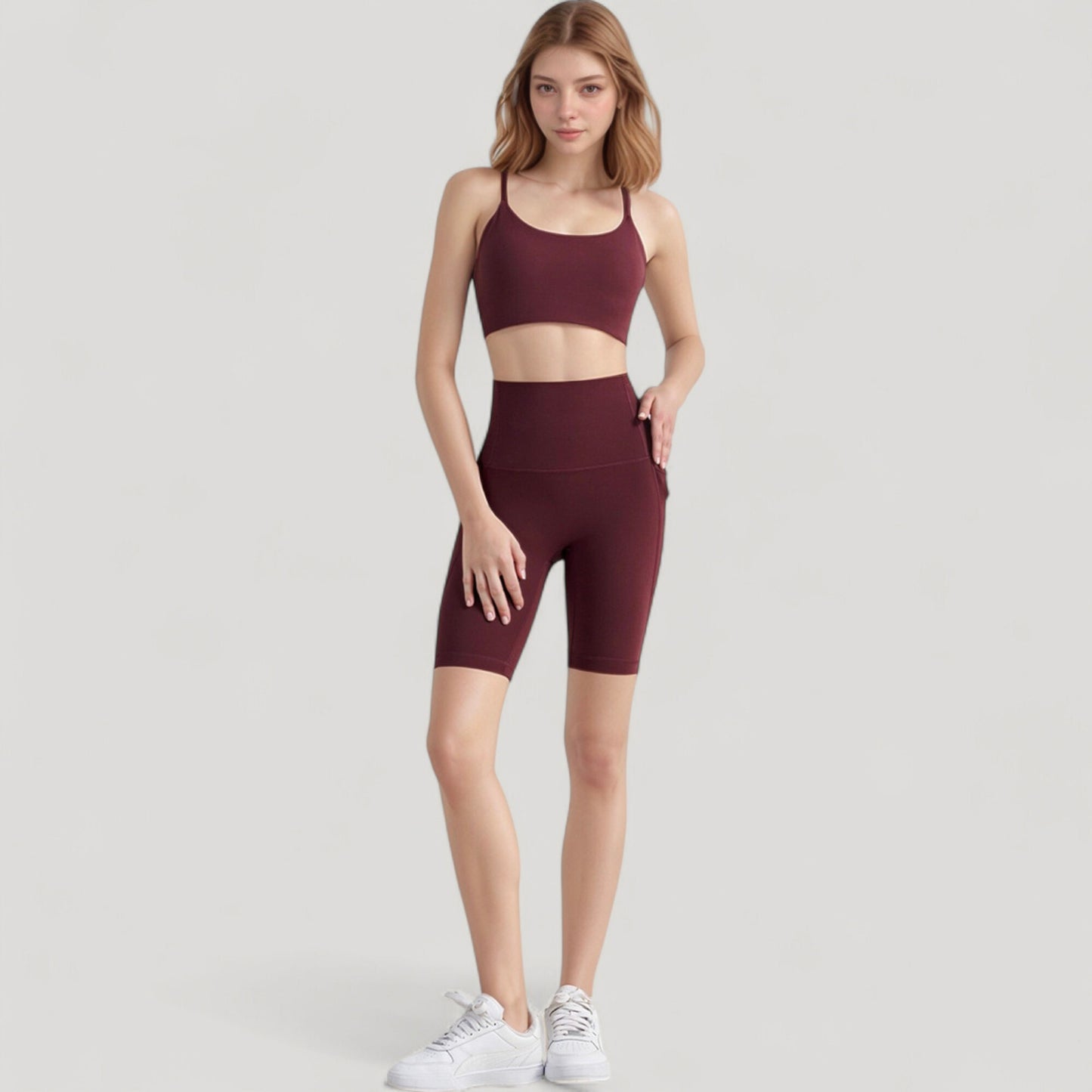 Anna-Kaci Active Women's Seamless Scoop Neck Sports Bra with Thin Adjustable Straps and Soft Stretch Fabric