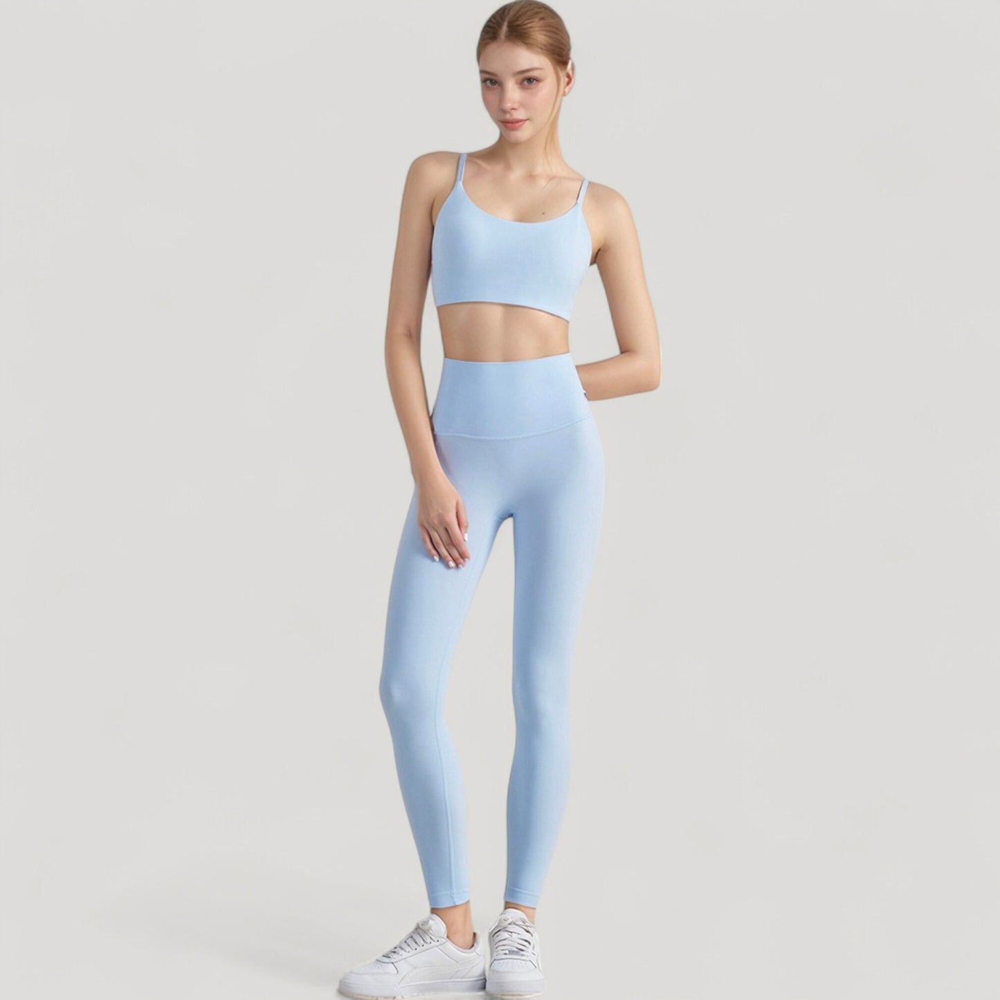 Anna-Kaci Active Women's Seamless Scoop Neck Sports Bra with Thin Adjustable Straps and Soft Stretch Fabric