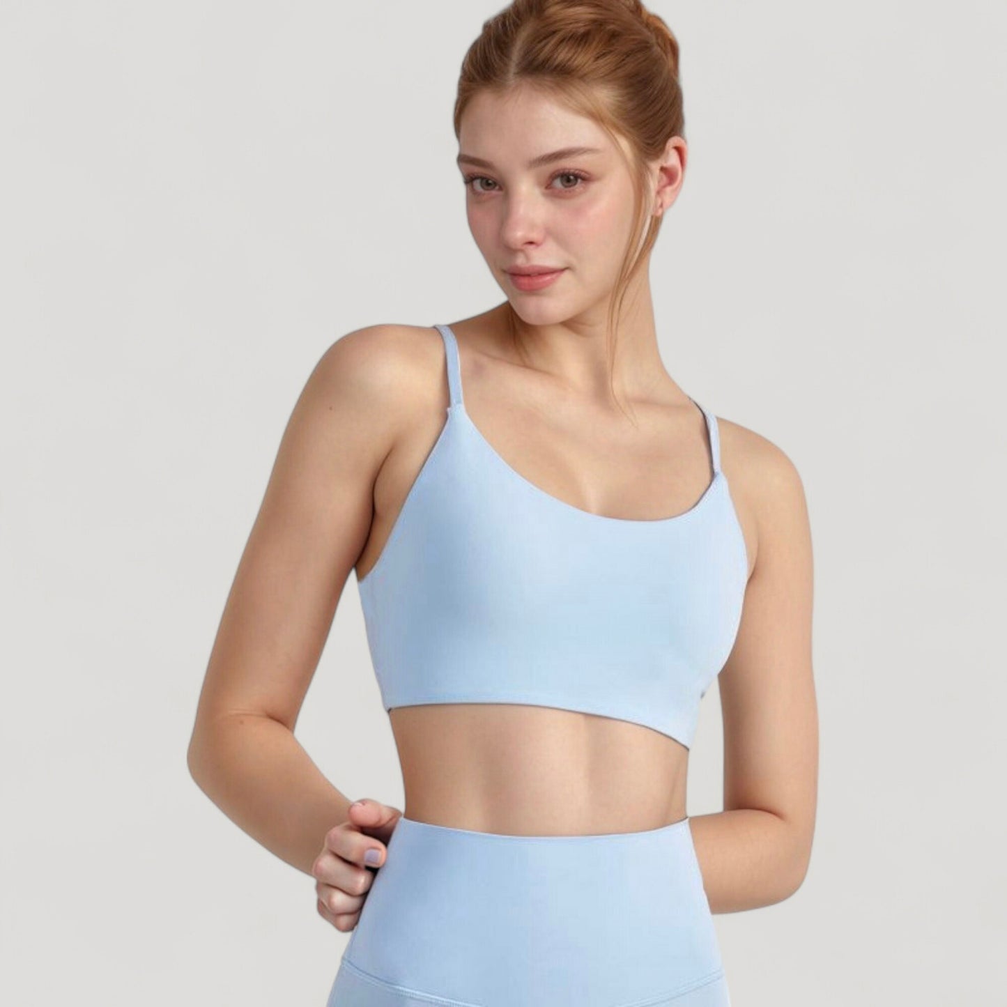 Anna-Kaci Active Women's Seamless Scoop Neck Sports Bra with Thin Adjustable Straps and Soft Stretch Fabric