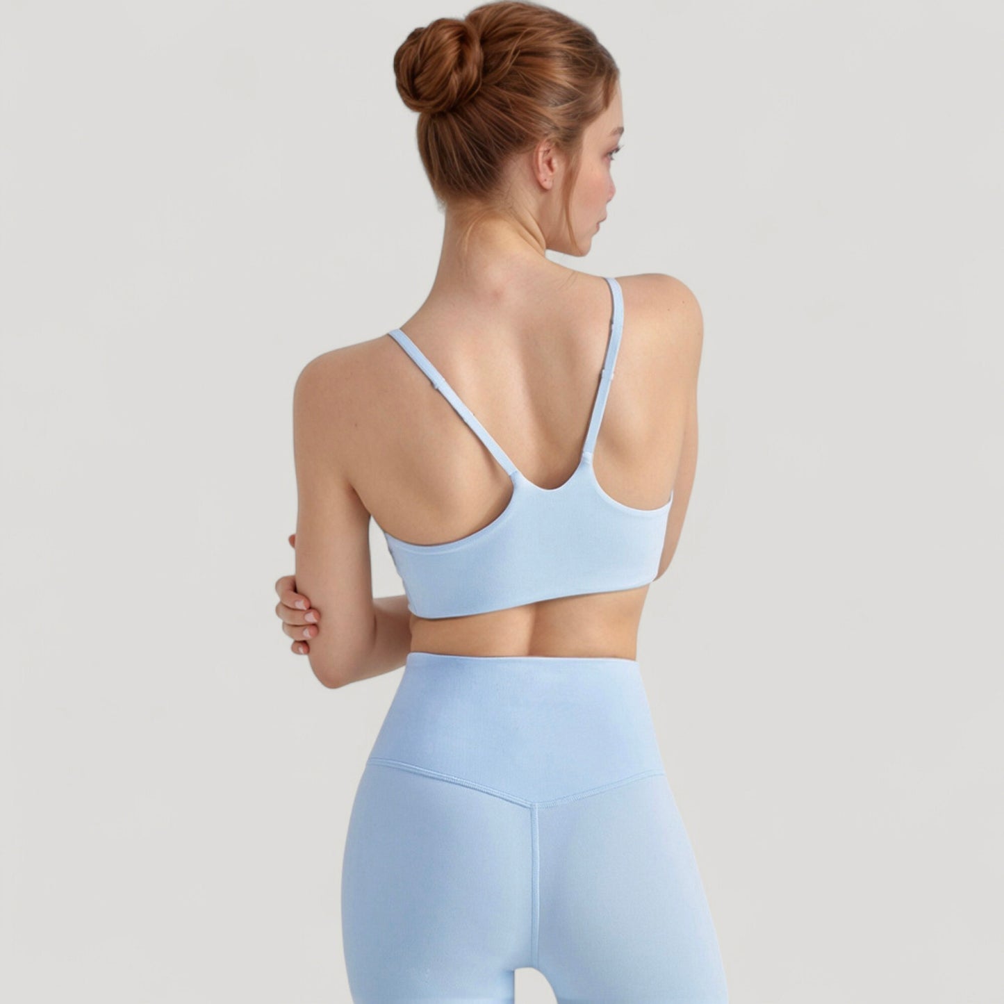 Anna-Kaci Active Women's Seamless Scoop Neck Sports Bra with Thin Adjustable Straps and Soft Stretch Fabric