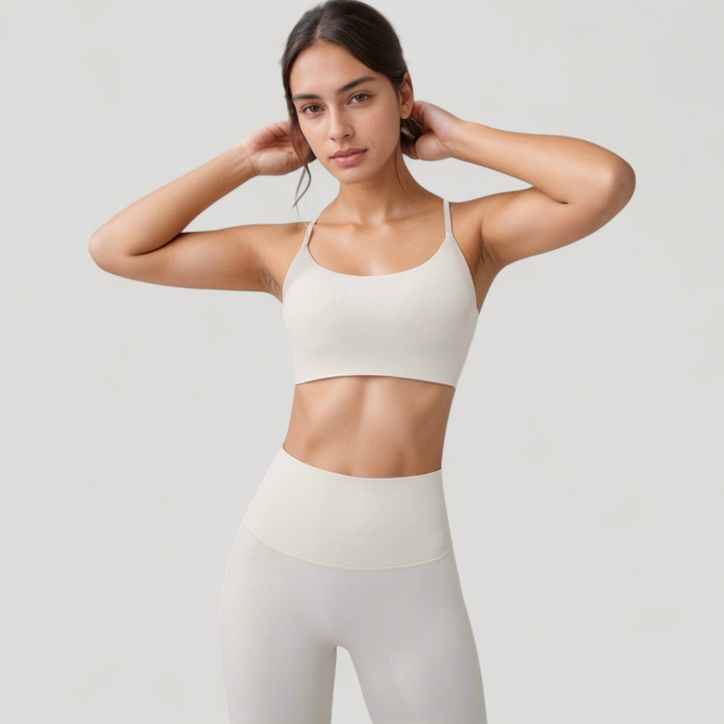 Anna-Kaci Active Women's Seamless Scoop Neck Sports Bra with Thin Adjustable Straps and Soft Stretch Fabric