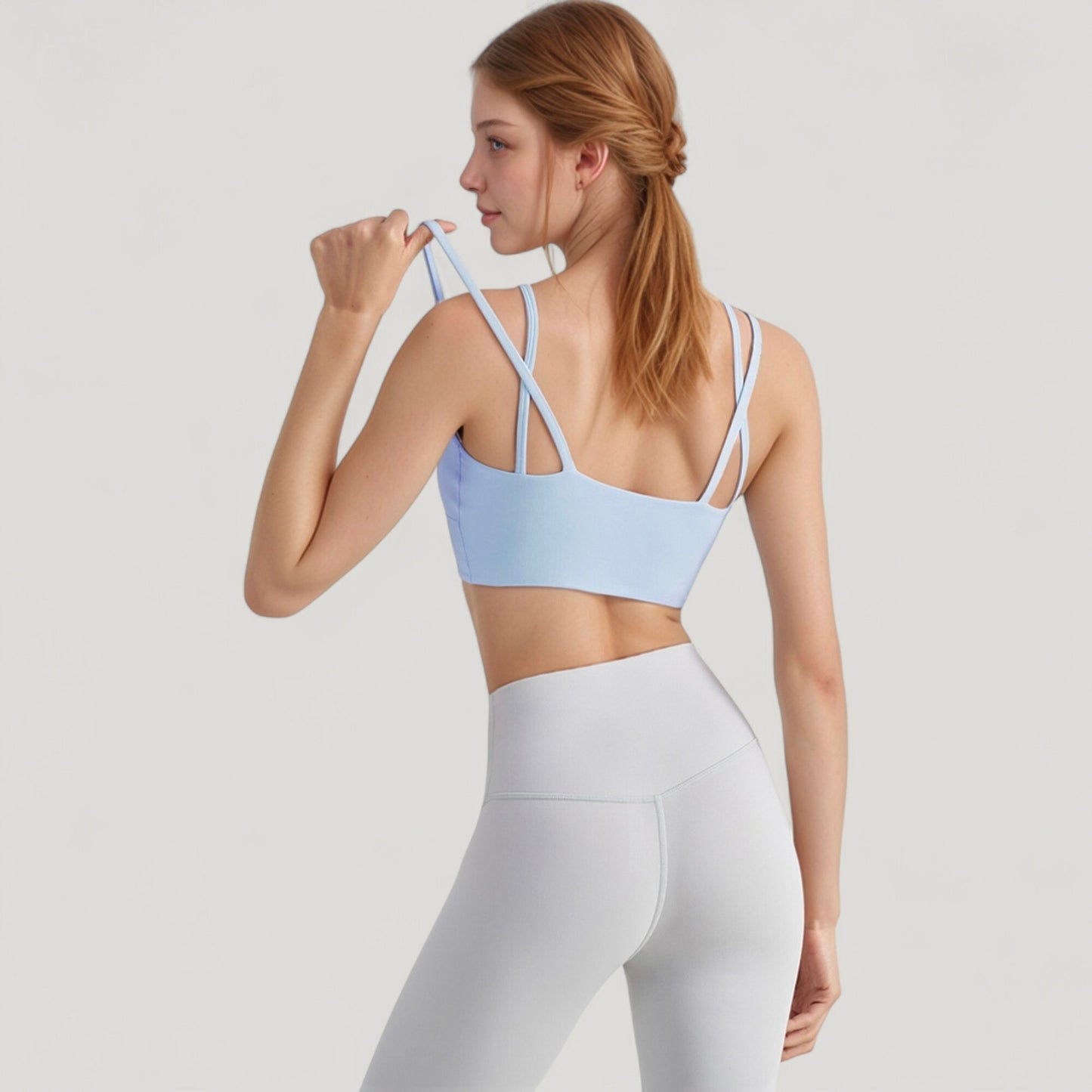 Anna-Kaci Active Women's V-Neck Double Strap Sports Bra Top with Lightweight Stretch Fabric and Soft Support