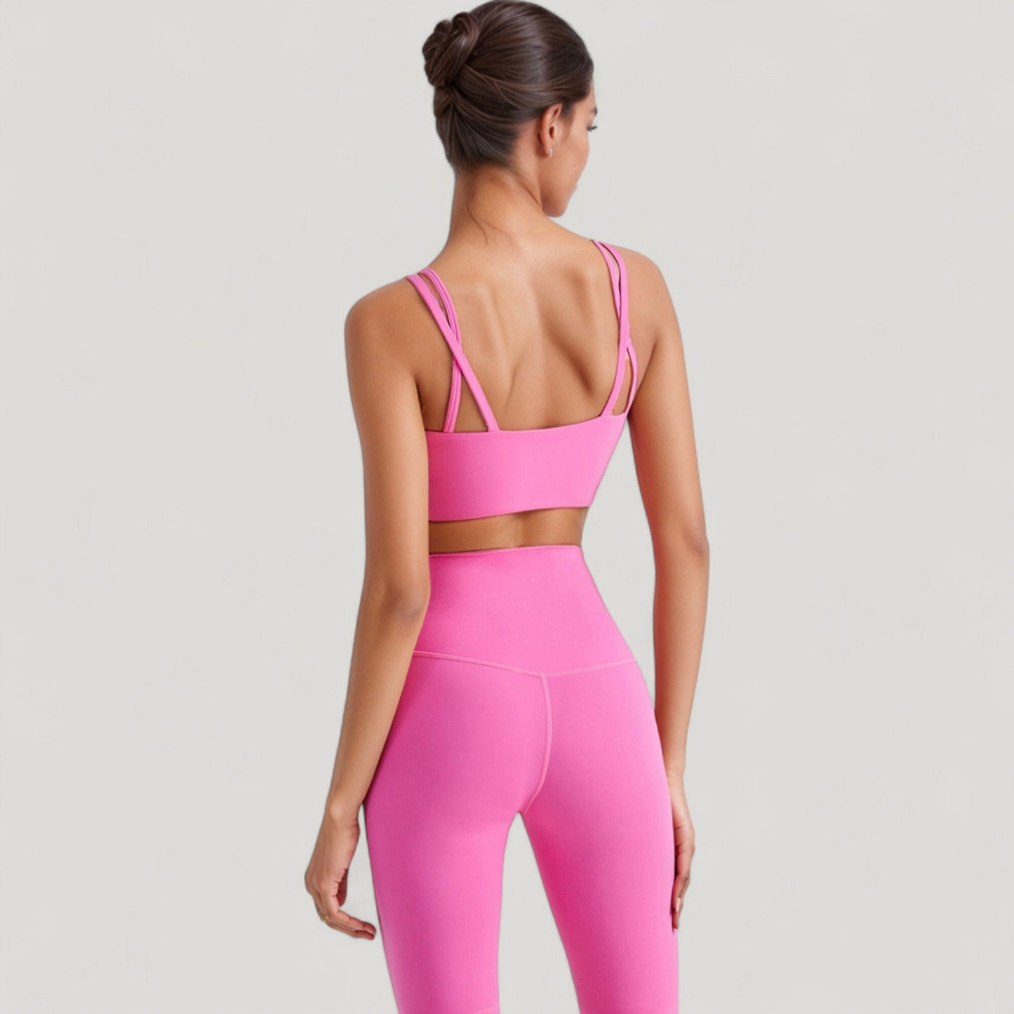Anna-Kaci Active Women's V-Neck Double Strap Sports Bra Top with Lightweight Stretch Fabric and Soft Support