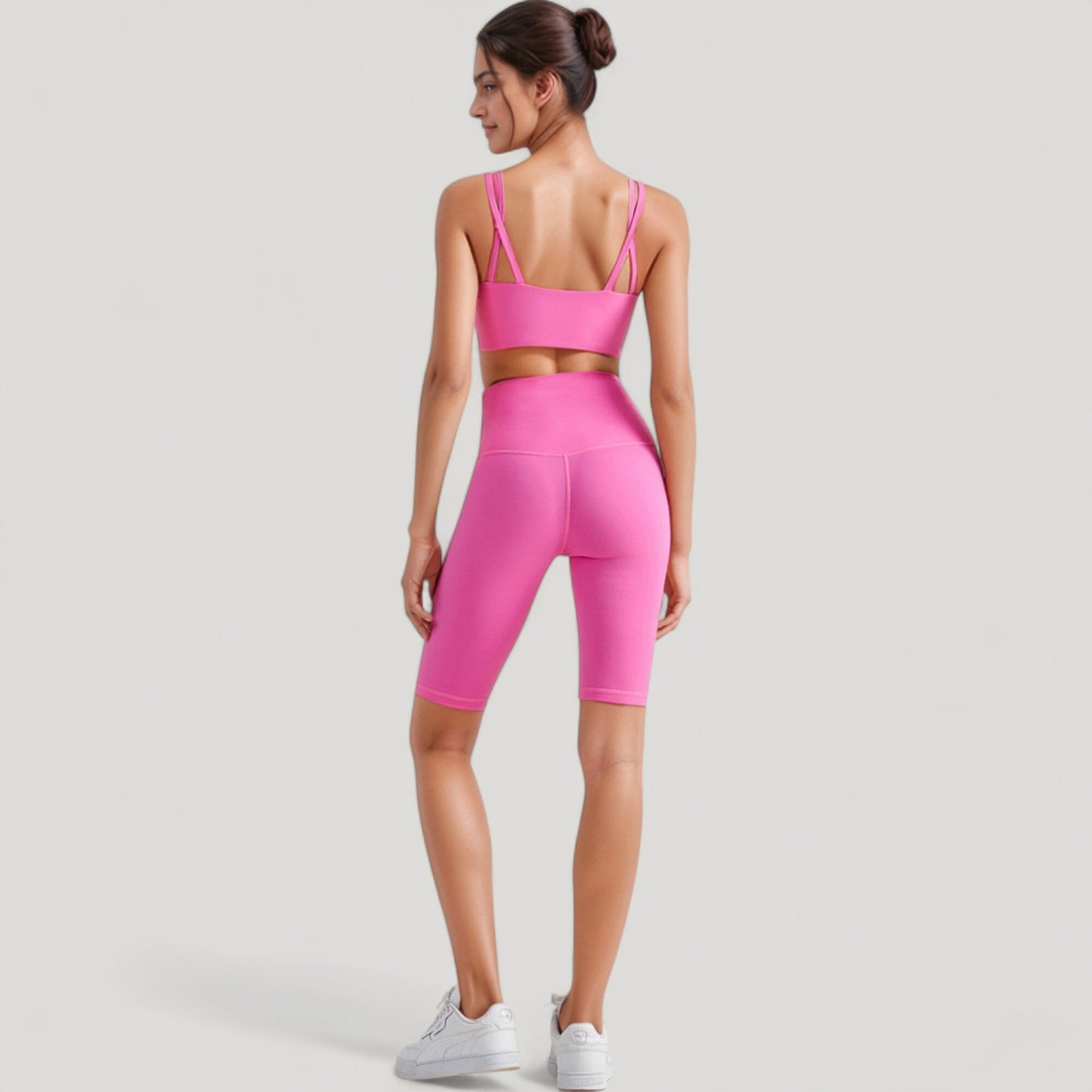 Anna-Kaci Active Women's V-Neck Double Strap Sports Bra Top with Lightweight Stretch Fabric and Soft Support