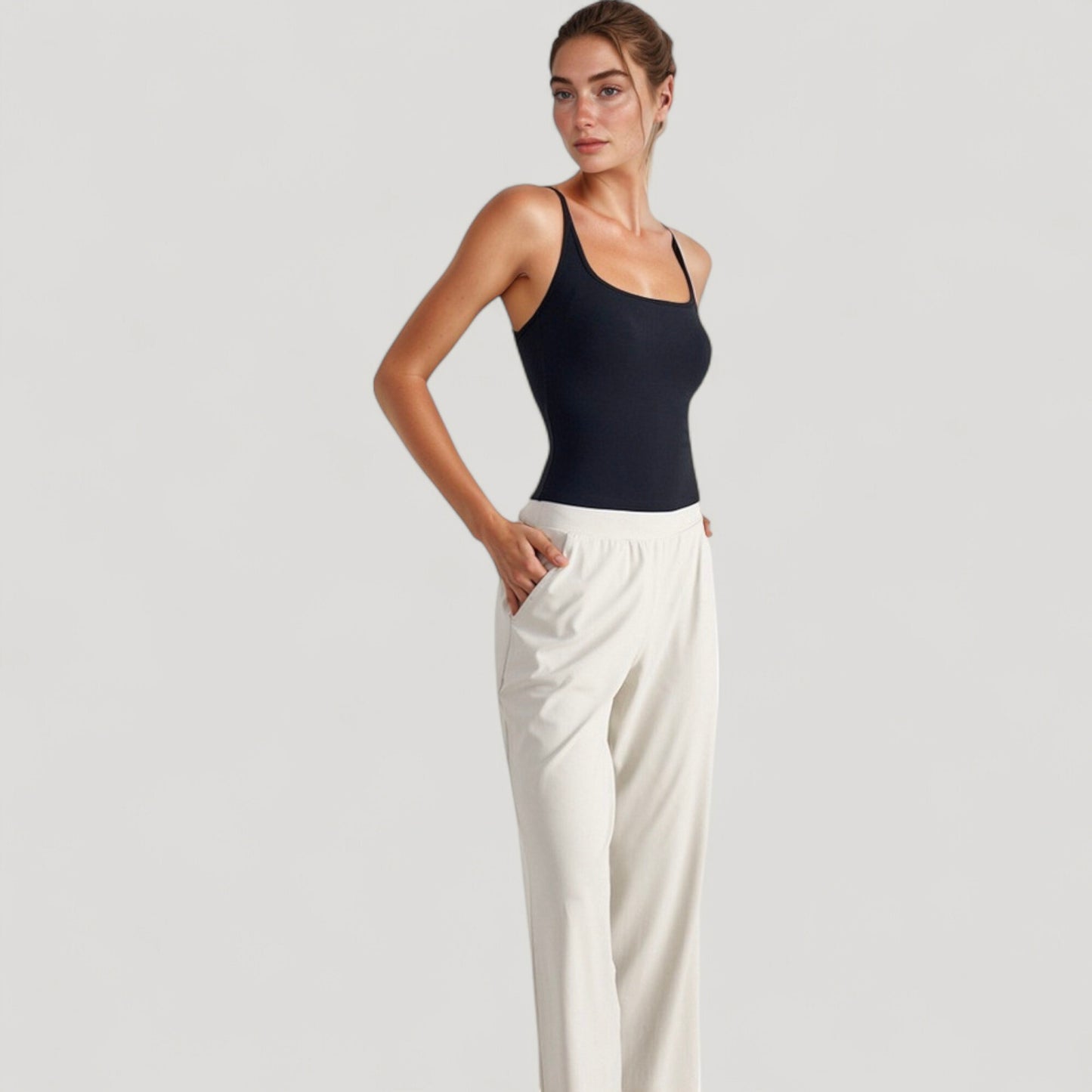 Anna-Kaci Active Women's Fitted Square Neck Tank Top with Built-In Bra and Racerback Design for Active and Casual Comfort
