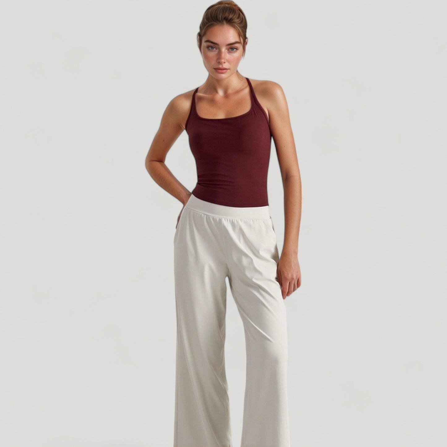 Anna-Kaci Active Women's Fitted Square Neck Tank Top with Built-In Bra and Racerback Design for Active and Casual Comfort
