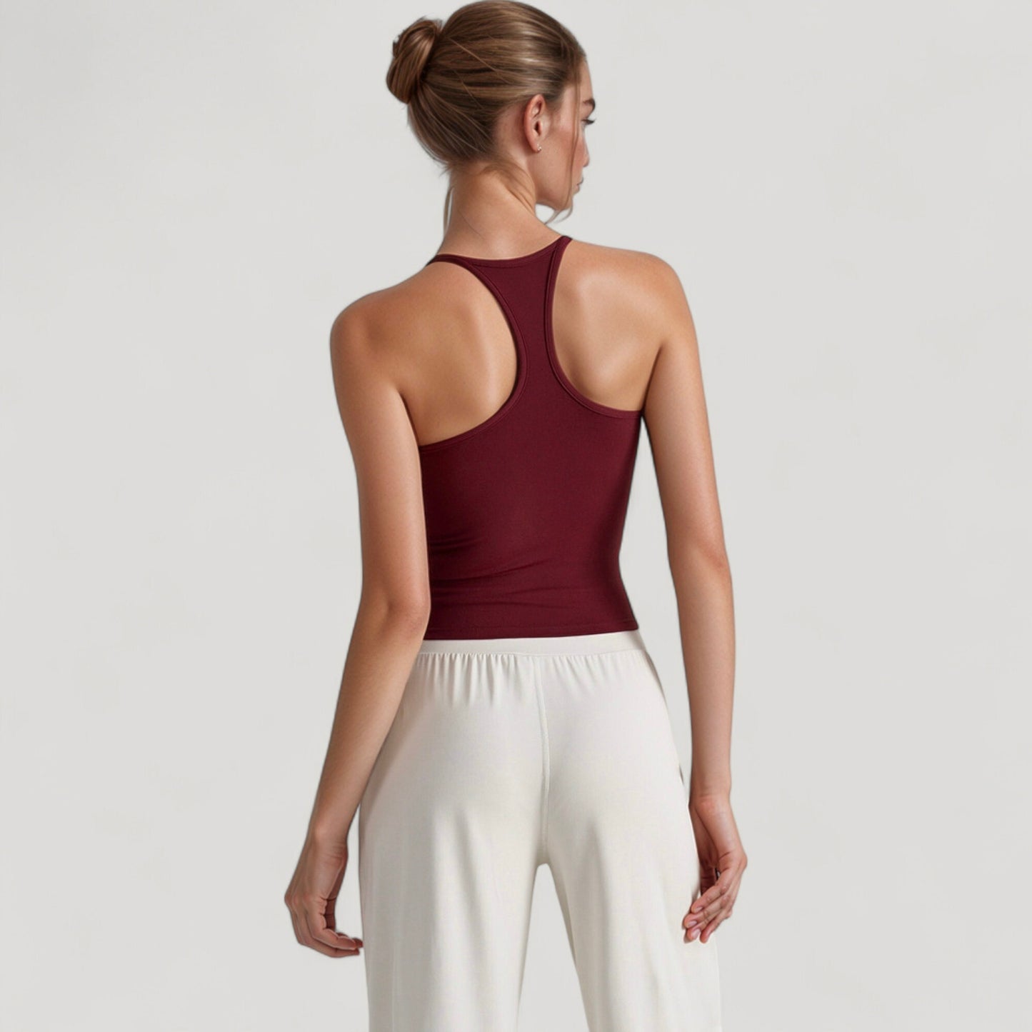 Anna-Kaci Active Women's Fitted Square Neck Tank Top with Built-In Bra and Racerback Design for Active and Casual Comfort
