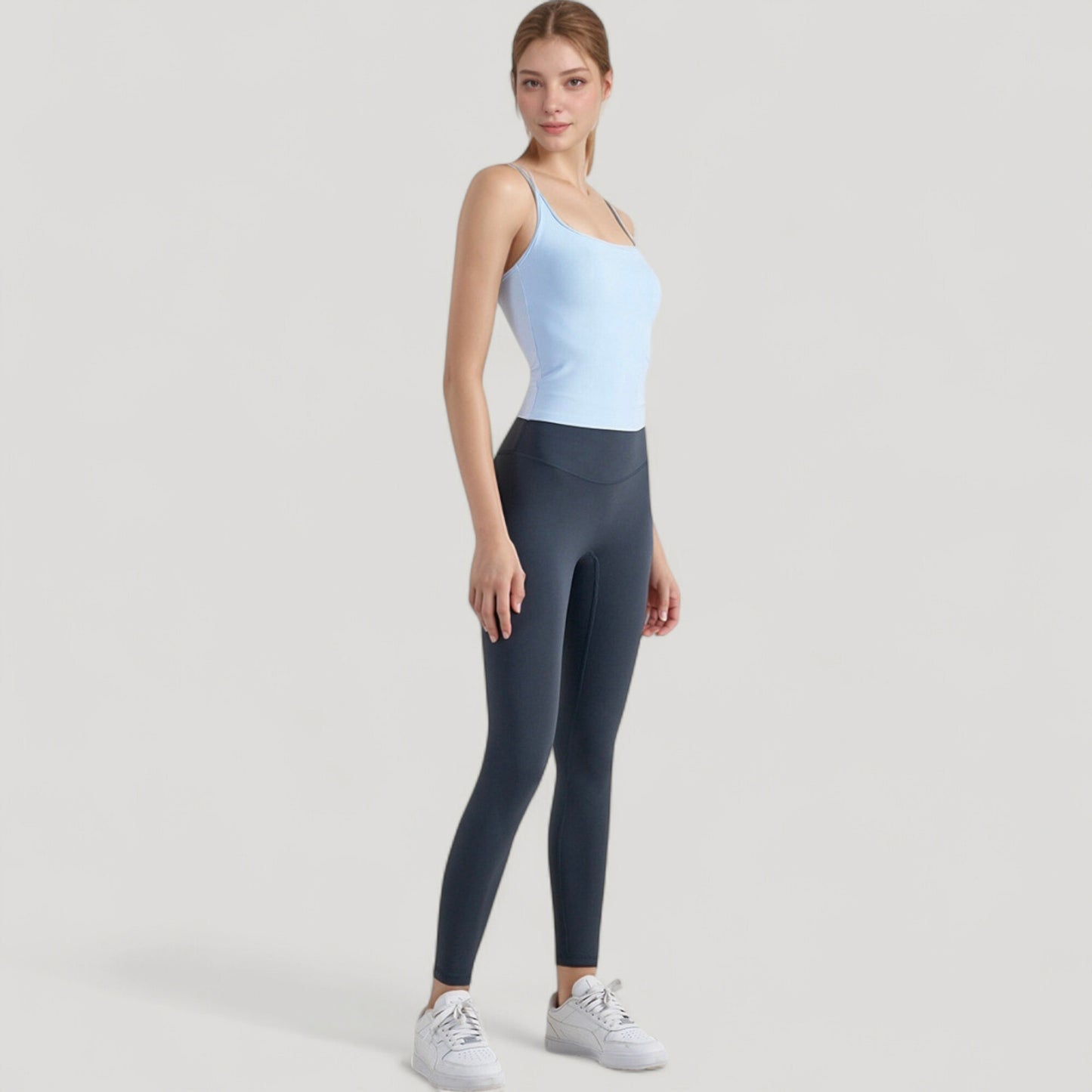 Anna-Kaci Active Women's Fitted Square Neck Tank Top with Built-In Bra and Racerback Design for Active and Casual Comfort