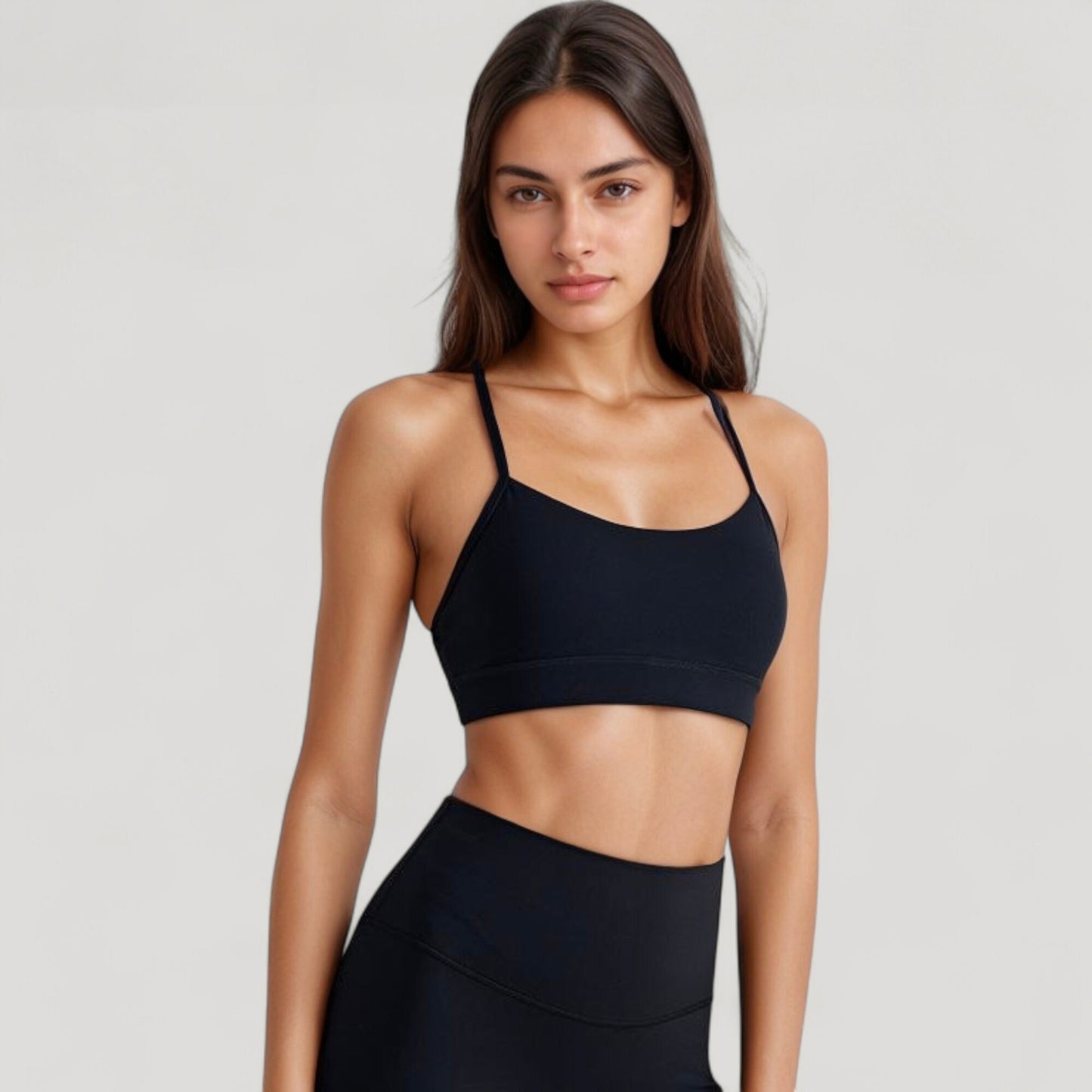 Anna-Kaci Active Women's Scoop Neck Sports Bra Top with Adjustable Thin Straps and Seamless Lightweight Fabric