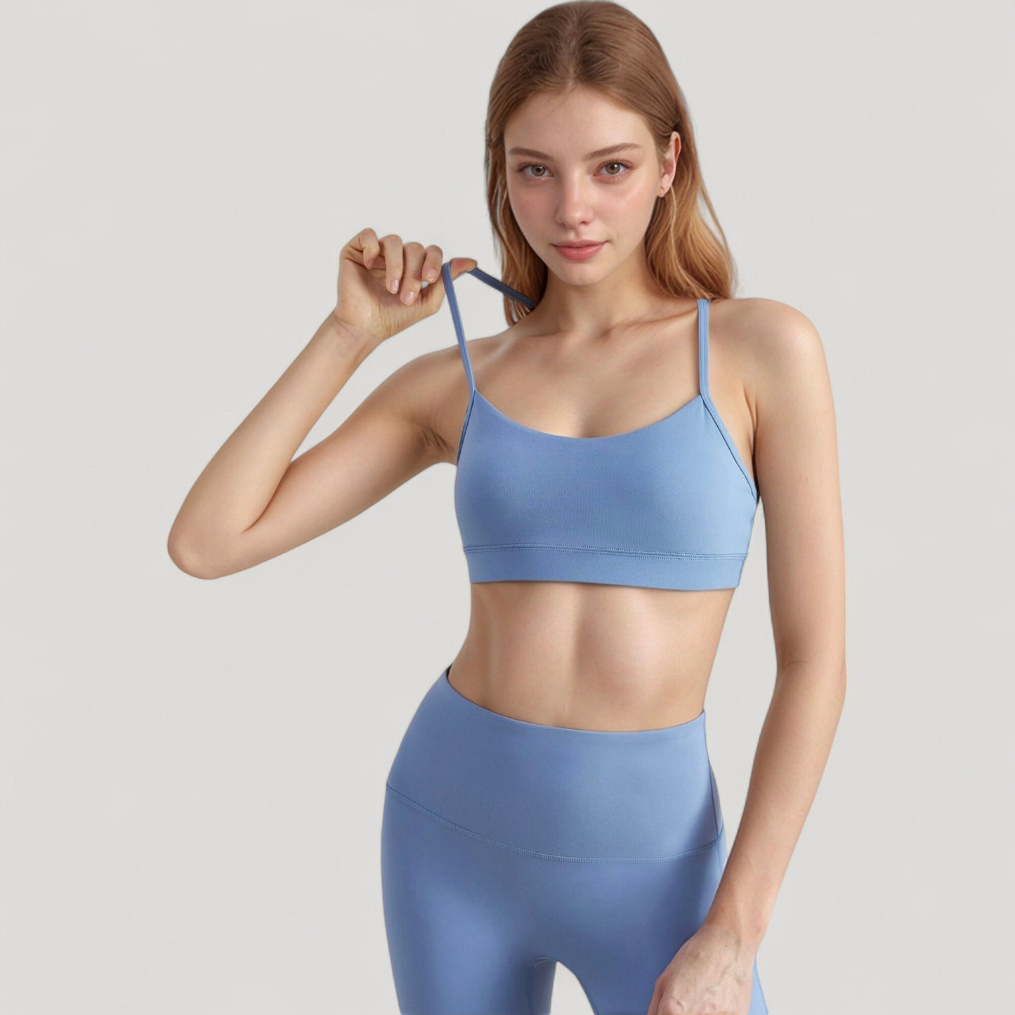 Anna-Kaci Active Women's Scoop Neck Sports Bra Top with Adjustable Thin Straps and Seamless Lightweight Fabric
