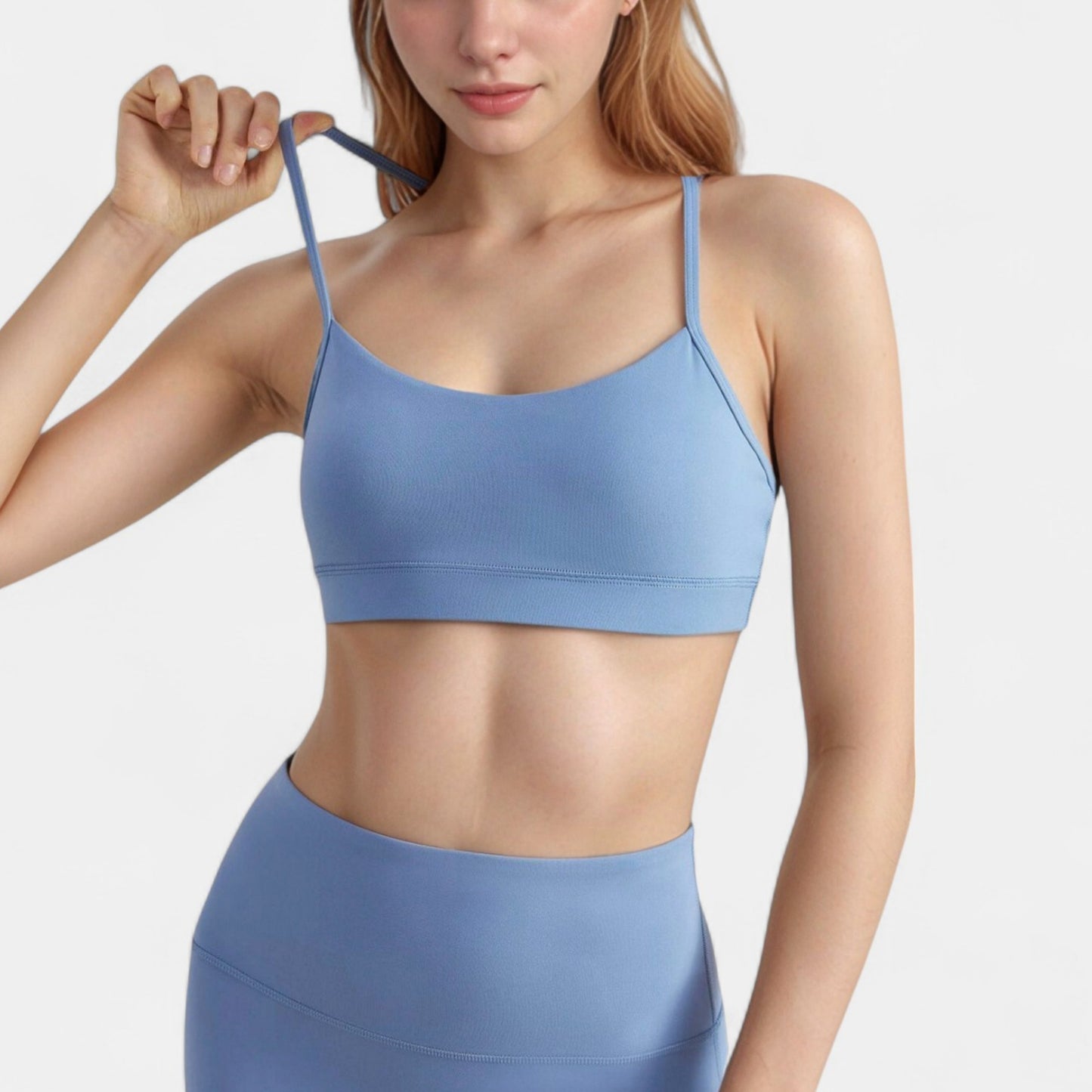 Anna-Kaci Active Women's Scoop Neck Sports Bra Top with Adjustable Thin Straps and Seamless Lightweight Fabric