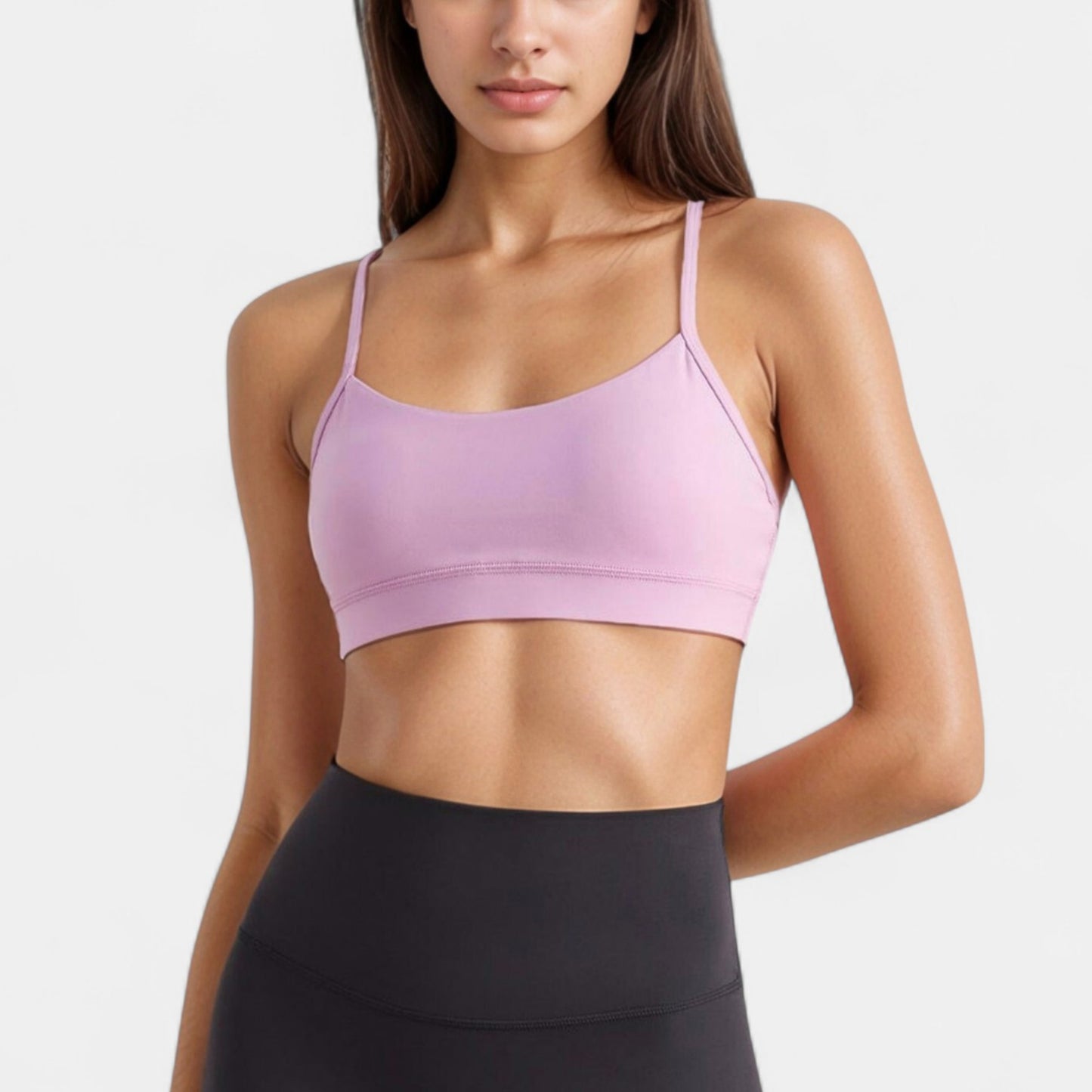 Anna-Kaci Active Women's Scoop Neck Sports Bra Top with Adjustable Thin Straps and Seamless Lightweight Fabric