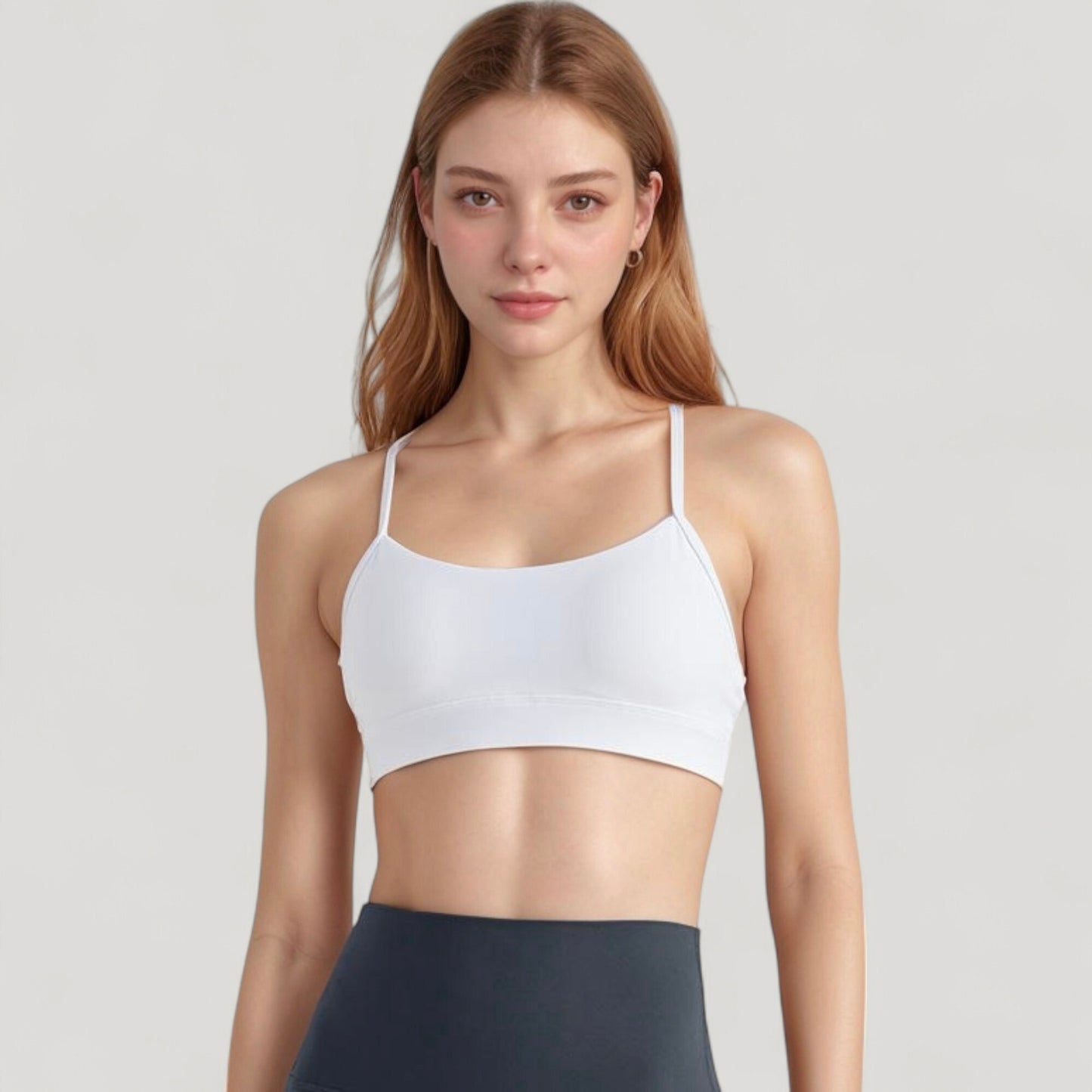Anna-Kaci Active Women's Scoop Neck Sports Bra Top with Adjustable Thin Straps and Seamless Lightweight Fabric