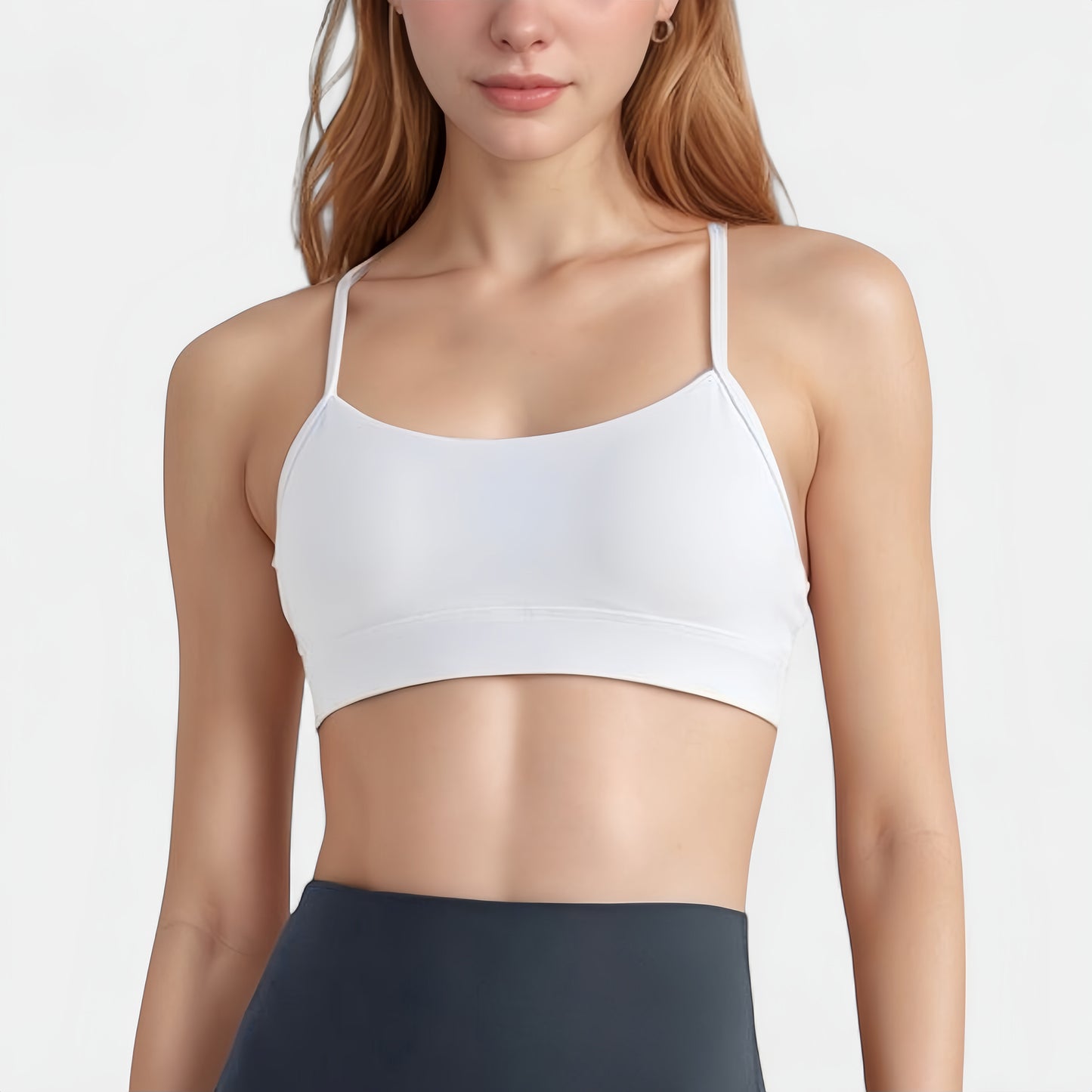 Anna-Kaci Active Women's Scoop Neck Sports Bra Top with Adjustable Thin Straps and Seamless Lightweight Fabric
