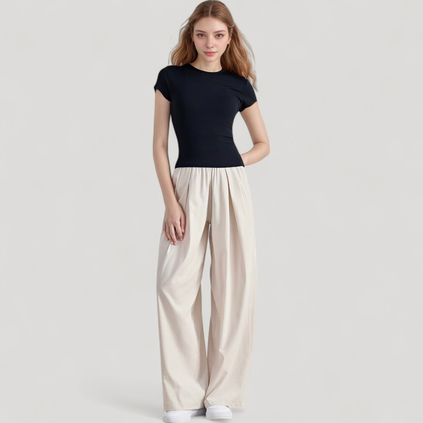 Anna-Kaci Active Women's Short Sleeve Fitted Crew Neck Top with Stretch Fabric for a Sleek and Comfortable Everyday Look