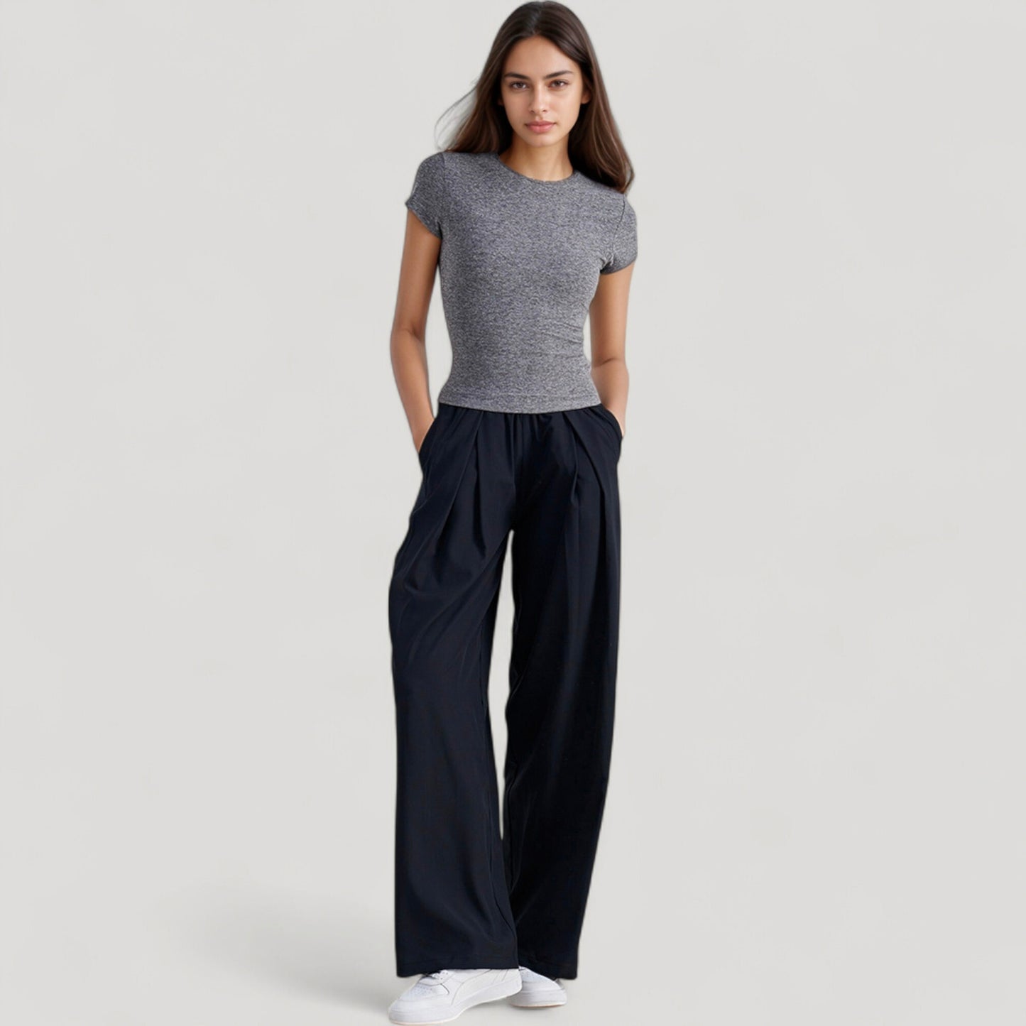 Anna-Kaci Active Women's Short Sleeve Fitted Crew Neck Top with Stretch Fabric for a Sleek and Comfortable Everyday Look