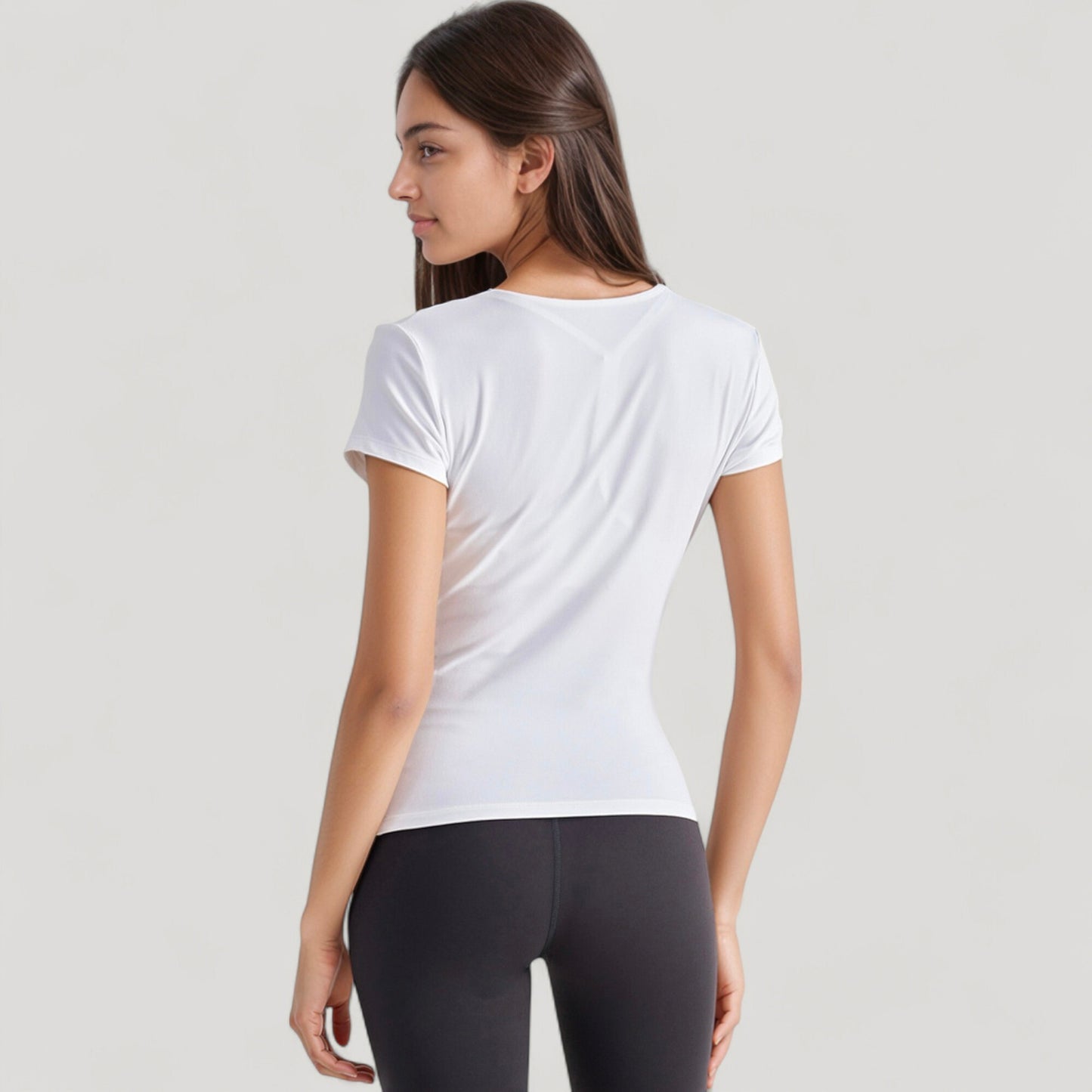 Anna-Kaci Active Women's Short Sleeve Fitted Crew Neck Top with Stretch Fabric for a Sleek and Comfortable Everyday Look