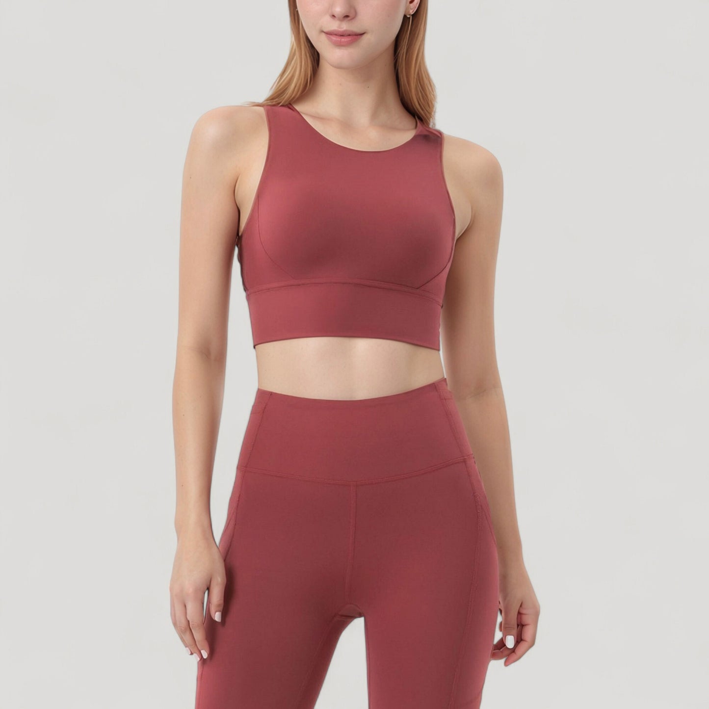 Anna-Kaci Active Women's High Neck Longline Sports Bra with Wide Straps and Keyhole Back for Stylish Medium Support