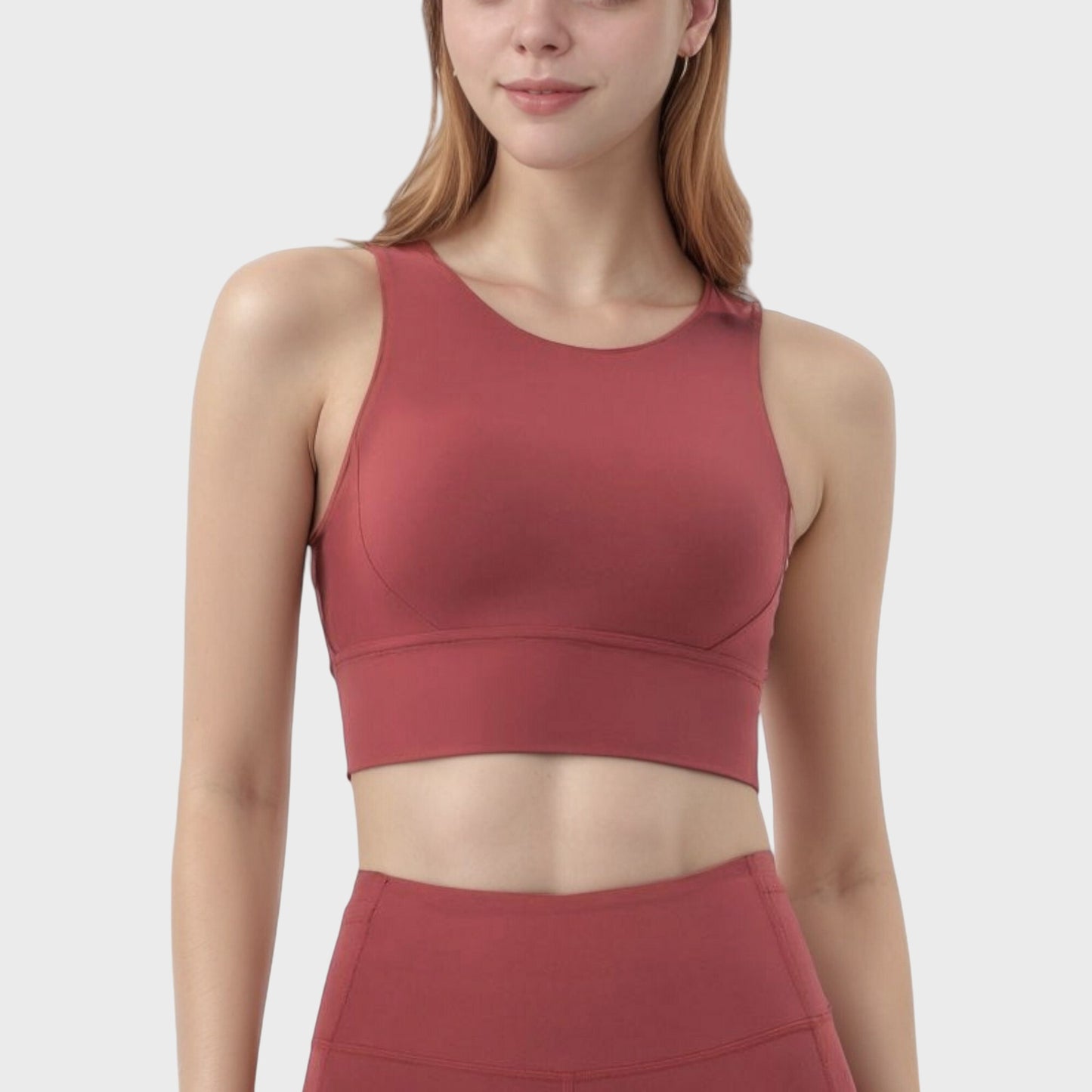 Anna-Kaci Active Women's High Neck Longline Sports Bra with Wide Straps and Keyhole Back for Stylish Medium Support