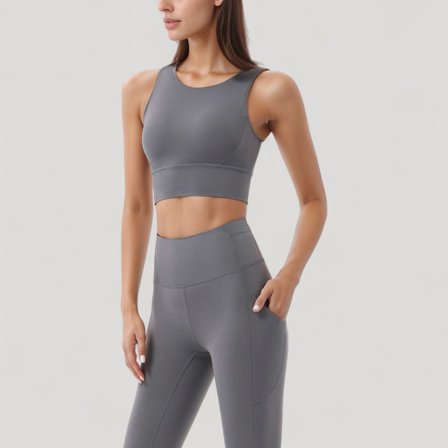 Anna-Kaci Active Women's High Neck Longline Sports Bra with Wide Straps and Keyhole Back for Stylish Medium Support