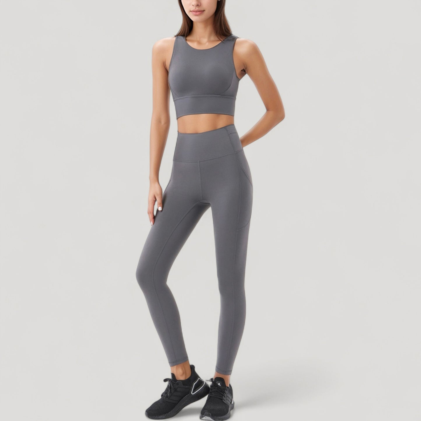 Anna-Kaci Active Women's High Neck Longline Sports Bra with Wide Straps and Keyhole Back for Stylish Medium Support