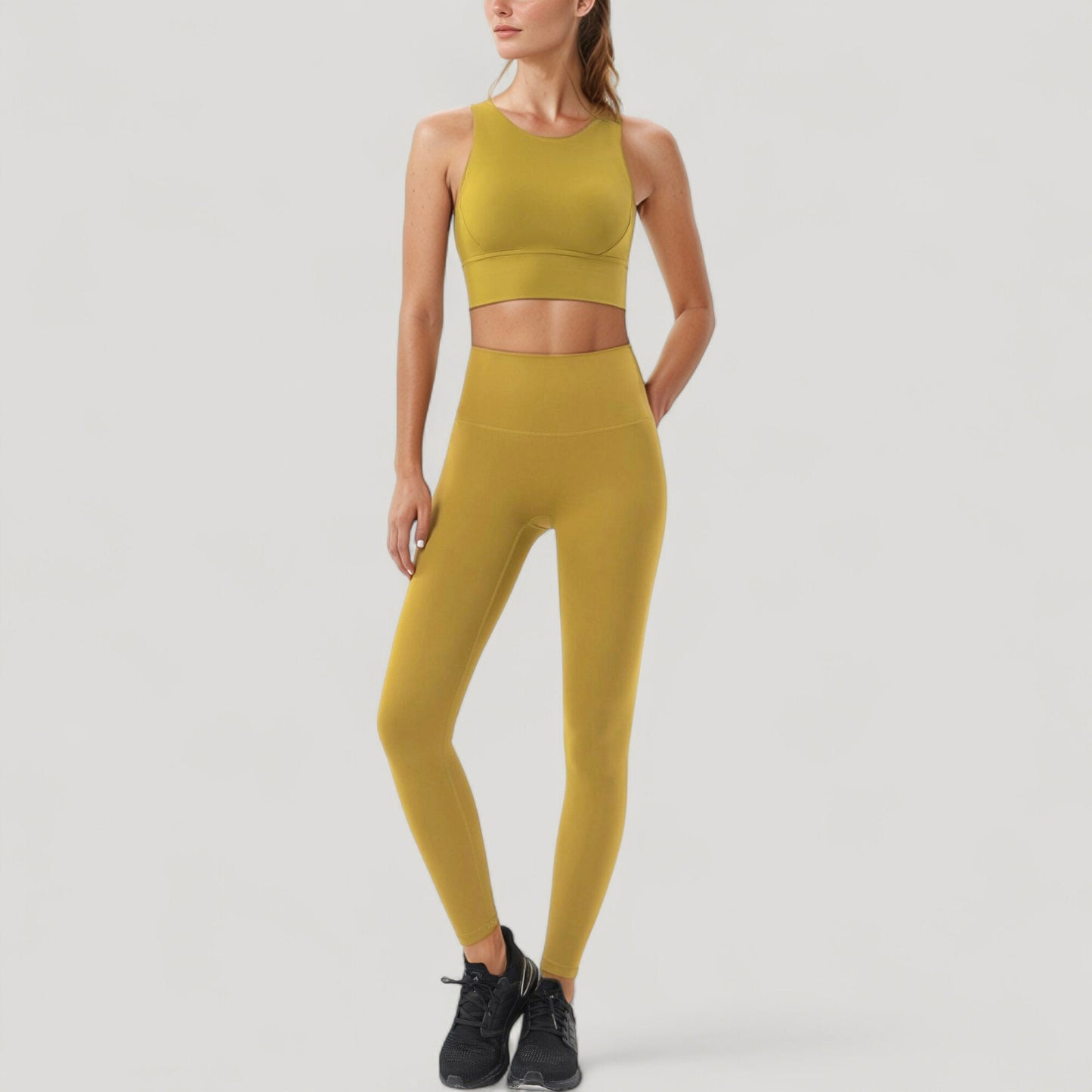 Anna-Kaci Active Women's High Neck Longline Sports Bra with Wide Straps and Keyhole Back for Stylish Medium Support