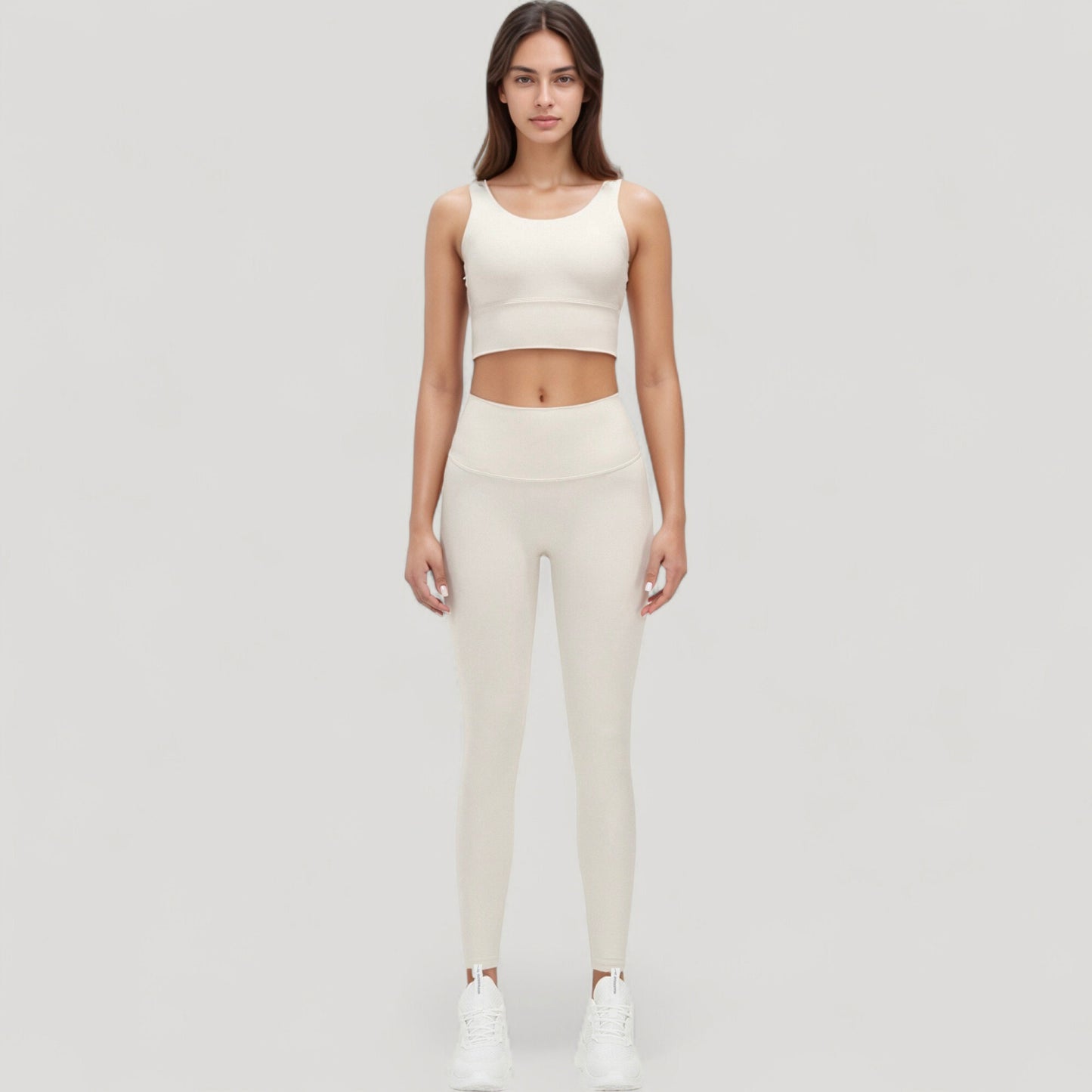 Anna-Kaci Active Women's Scoop Neck Longline Sports Bra with Wide Shoulder Straps and Deep V-Back Design