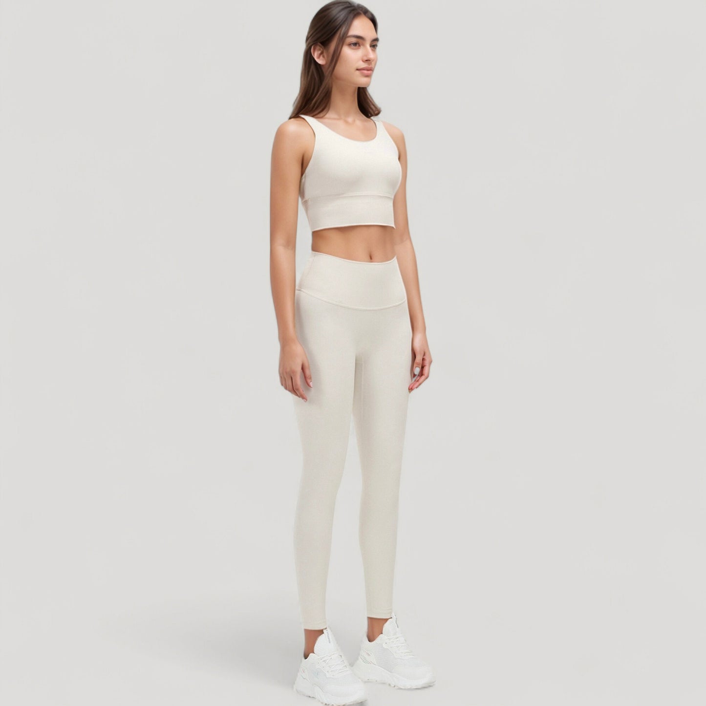 Anna-Kaci Active Women's Scoop Neck Longline Sports Bra with Wide Shoulder Straps and Deep V-Back Design
