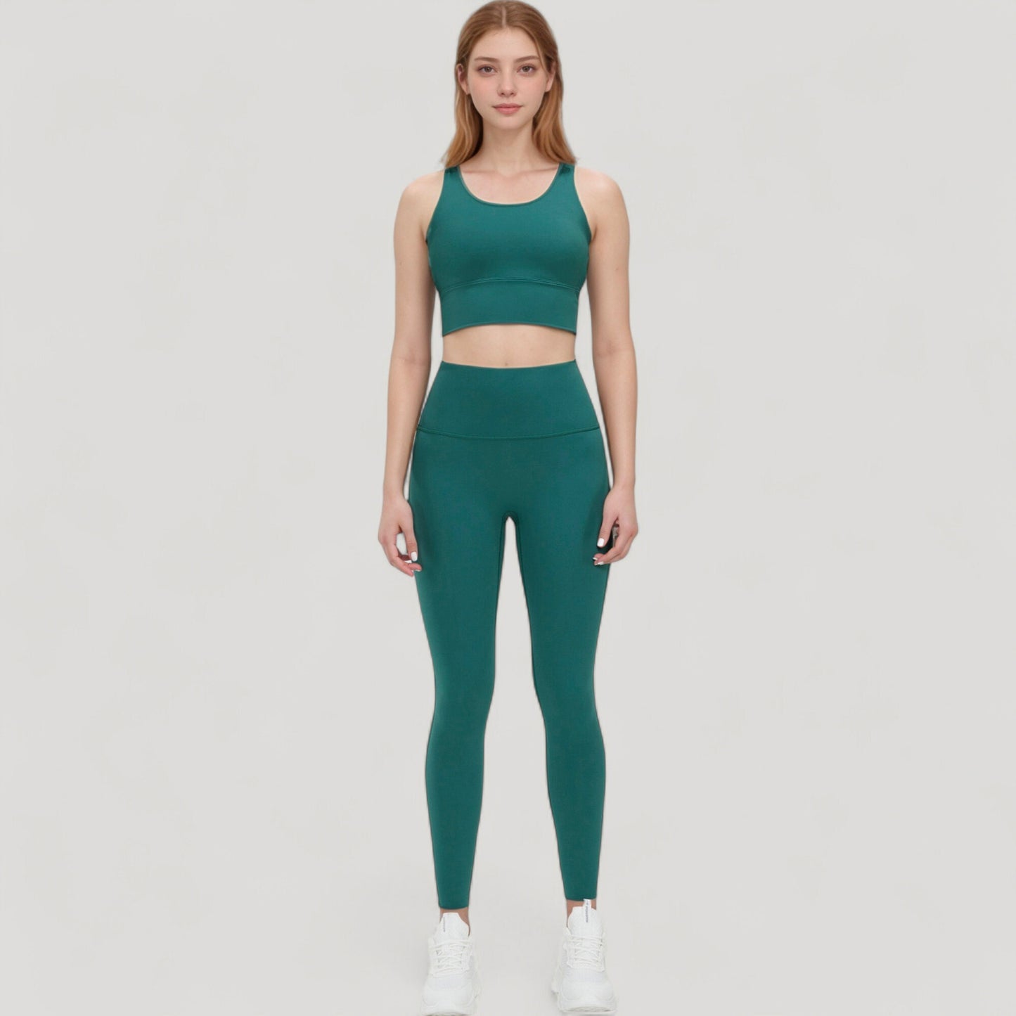 Anna-Kaci Active Women's Scoop Neck Longline Sports Bra with Wide Shoulder Straps and Deep V-Back Design