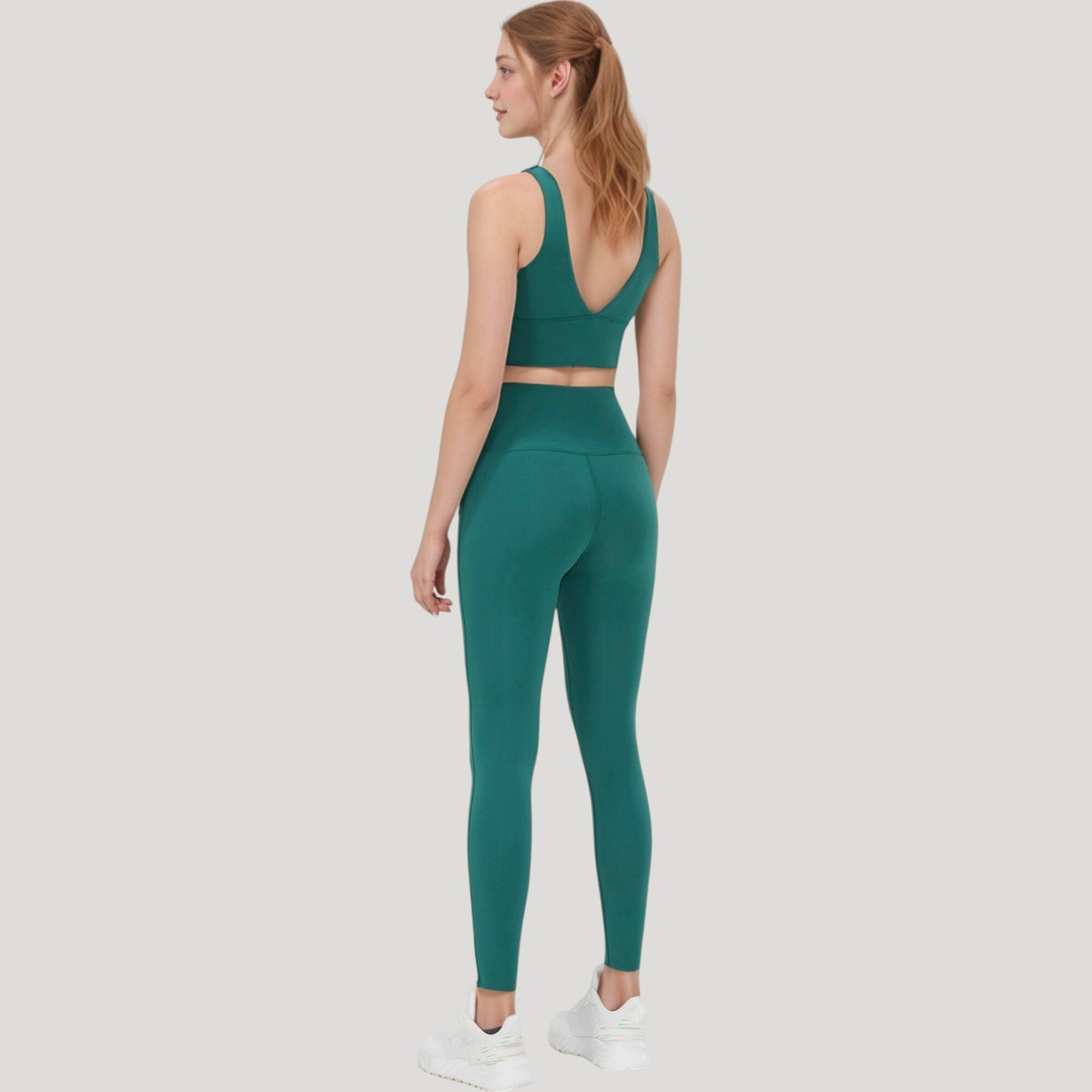 Anna-Kaci Active Women's Scoop Neck Longline Sports Bra with Wide Shoulder Straps and Deep V-Back Design