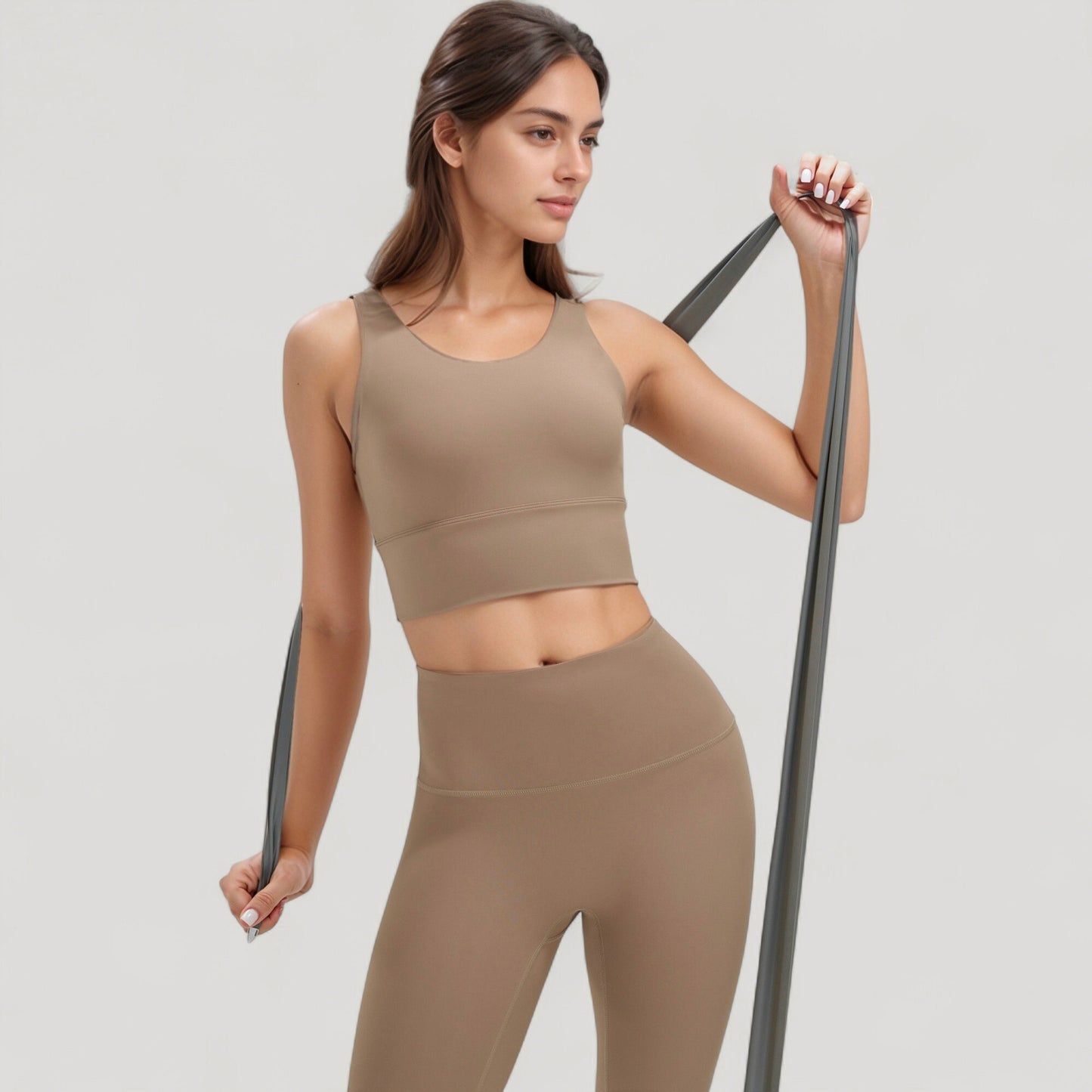 Anna-Kaci Active Women's Scoop Neck Longline Sports Bra with Wide Shoulder Straps and Deep V-Back Design