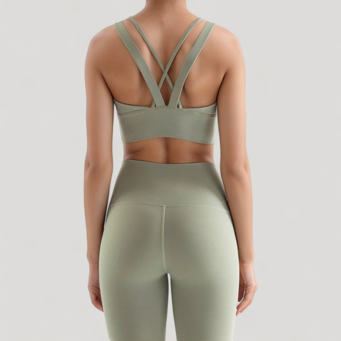 Anna-Kaci Active Women's Strappy V Neck Sports Bra Top with Wide Shoulder Bands and Soft Stretch Fabric