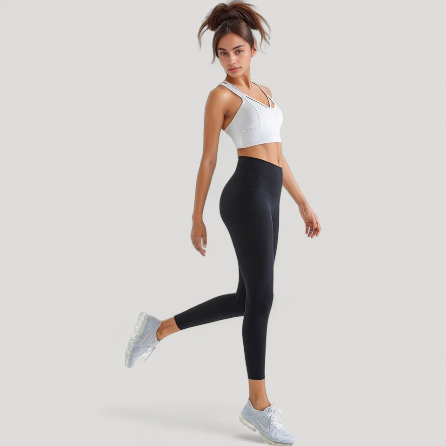 Anna-Kaci Active Women's Strappy V Neck Sports Bra Top with Wide Shoulder Bands and Soft Stretch Fabric