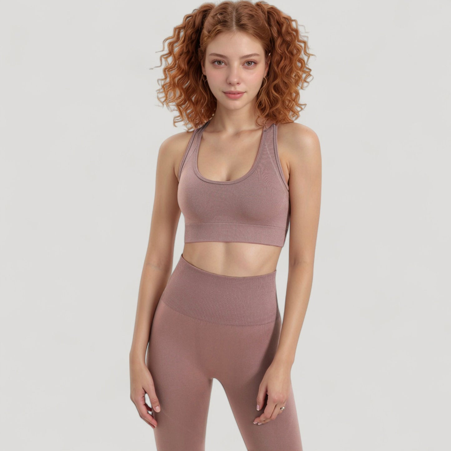 Anna-Kaci Active Women's Seamless Racerback Sports Bra with Ribbed Hem and Scoop Neckline for Medium Support