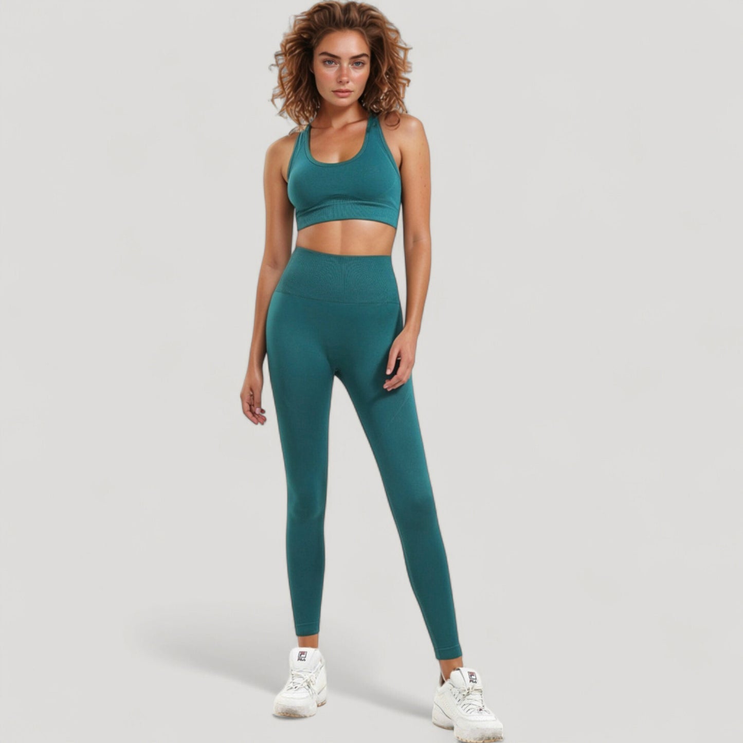 Anna-Kaci Active Women's Seamless Racerback Sports Bra with Ribbed Hem and Scoop Neckline for Medium Support