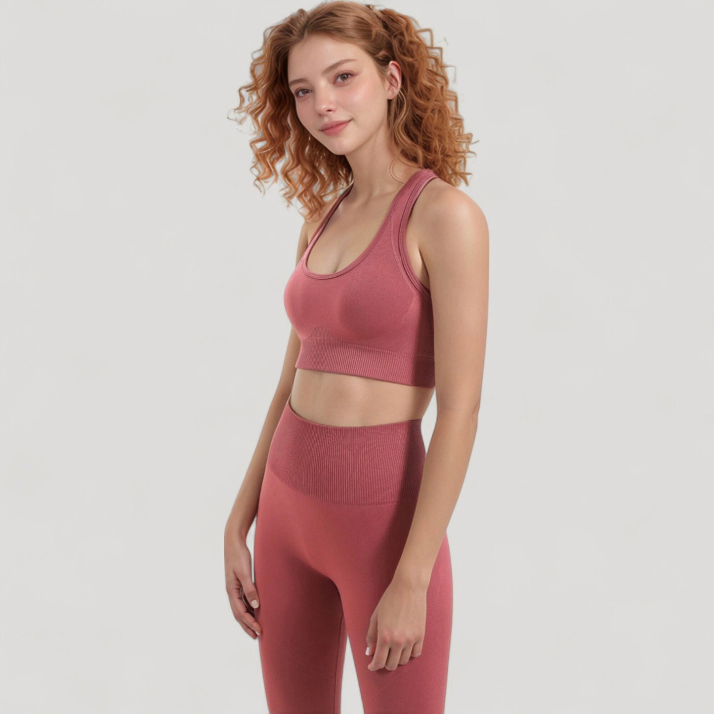 Anna-Kaci Active Women's Seamless Racerback Sports Bra with Ribbed Hem and Scoop Neckline for Medium Support