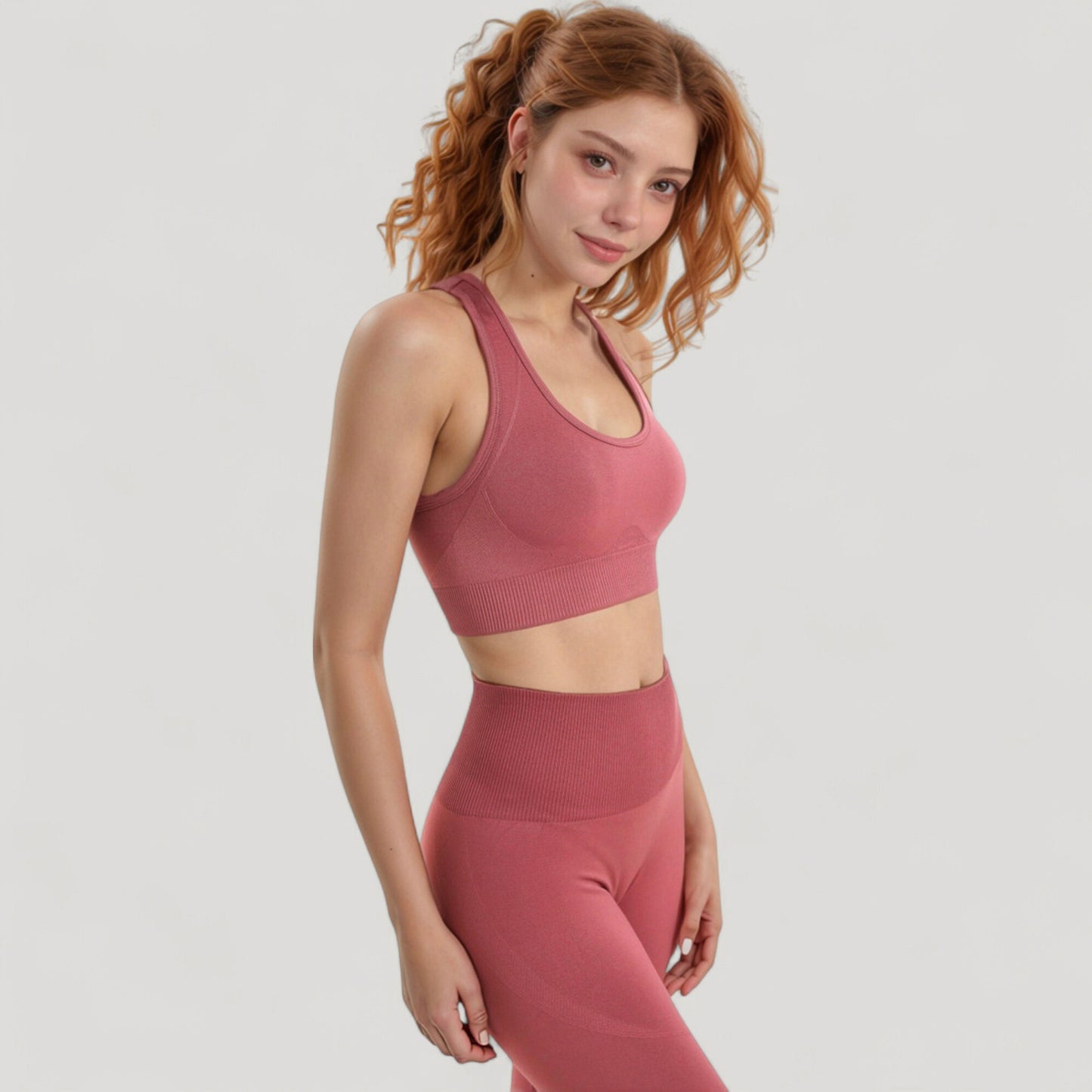 Anna-Kaci Active Women's Seamless Racerback Sports Bra with Ribbed Hem and Scoop Neckline for Medium Support