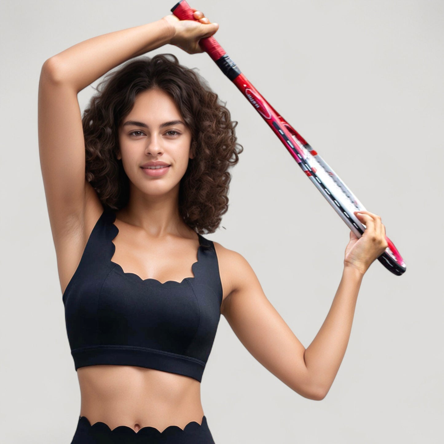 Anna-Kaci Active Women's Scalloped Edge Sports Bra Top with Wide Straps and Soft Stretch Fabric