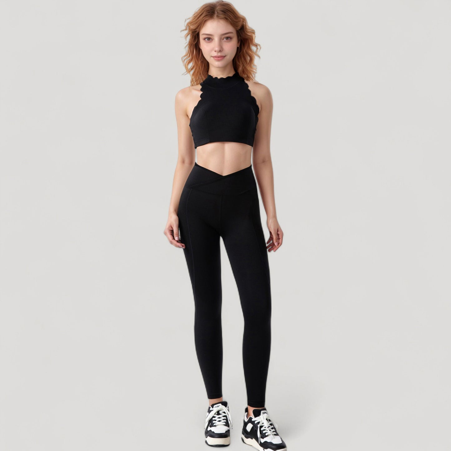 Anna-Kaci Active Women's High Waist Crossover Leggings with V-Waistband and Full-Length Stretch Fit for Active or Casual Wear