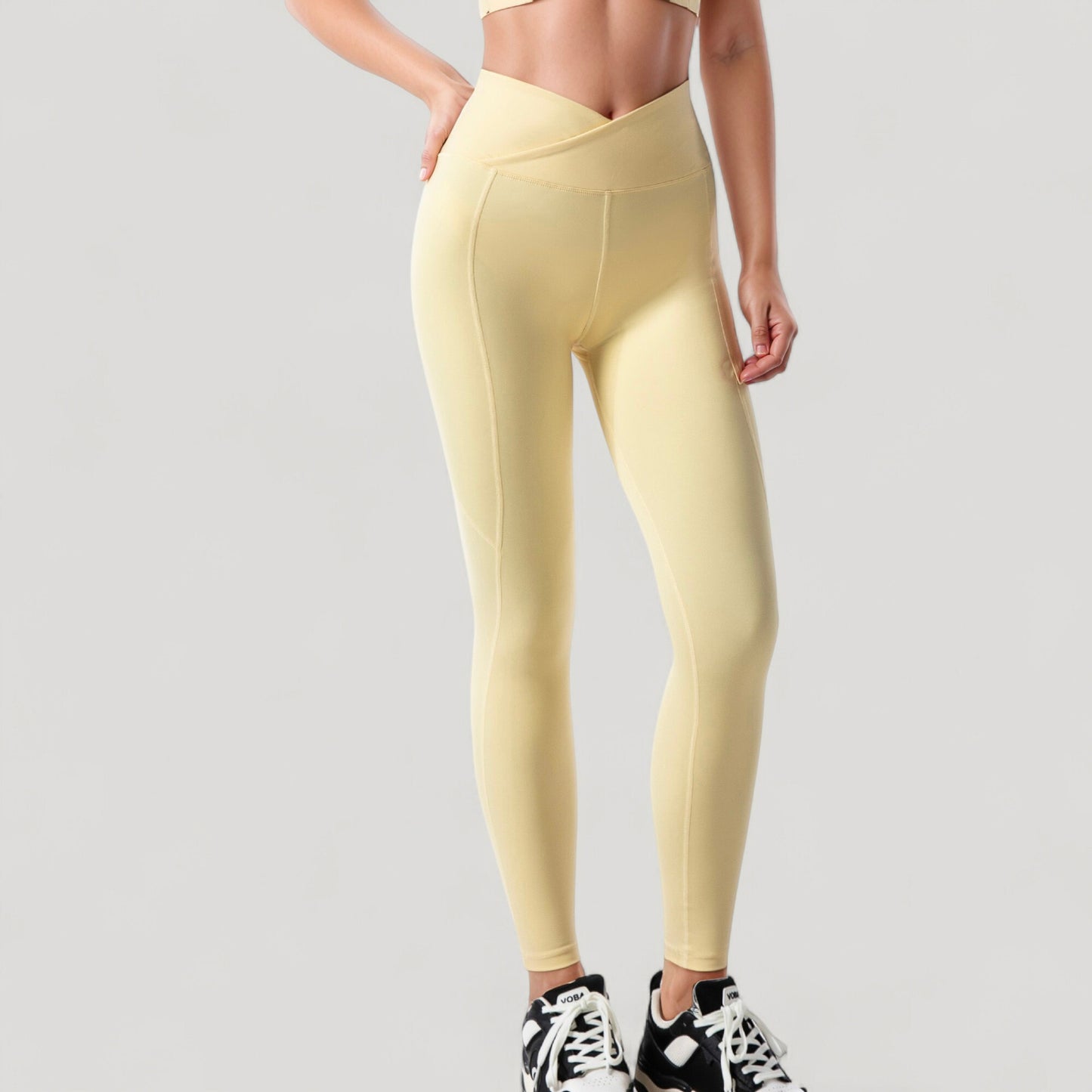 Anna-Kaci Active Women's High Waist Crossover Leggings with V-Waistband and Full-Length Stretch Fit for Active or Casual Wear