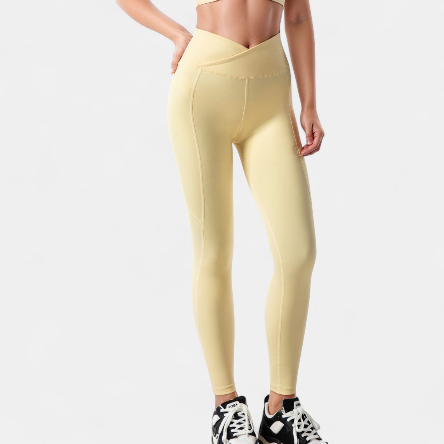 Anna-Kaci Active Women's High Waist Crossover Leggings with V-Waistband and Full-Length Stretch Fit for Active or Casual Wear