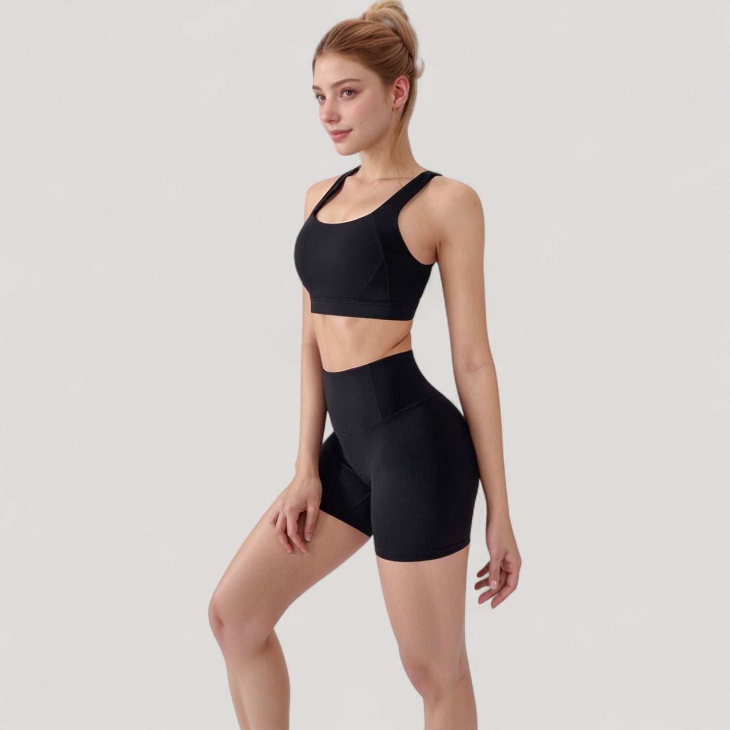 Anna-Kaci Active Women's Wide Strap Square Neck Sports Bra Top with Sculpted Seam Detail and Cropped Fit