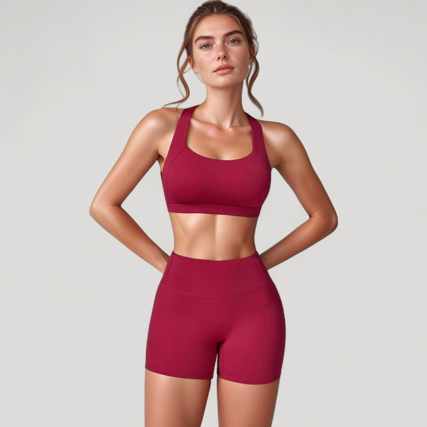 Anna-Kaci Active Women's Wide Strap Square Neck Sports Bra Top with Sculpted Seam Detail and Cropped Fit