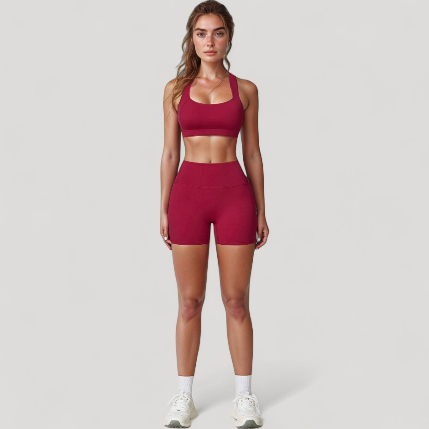 Anna-Kaci Active Women's Wide Strap Square Neck Sports Bra Top with Sculpted Seam Detail and Cropped Fit