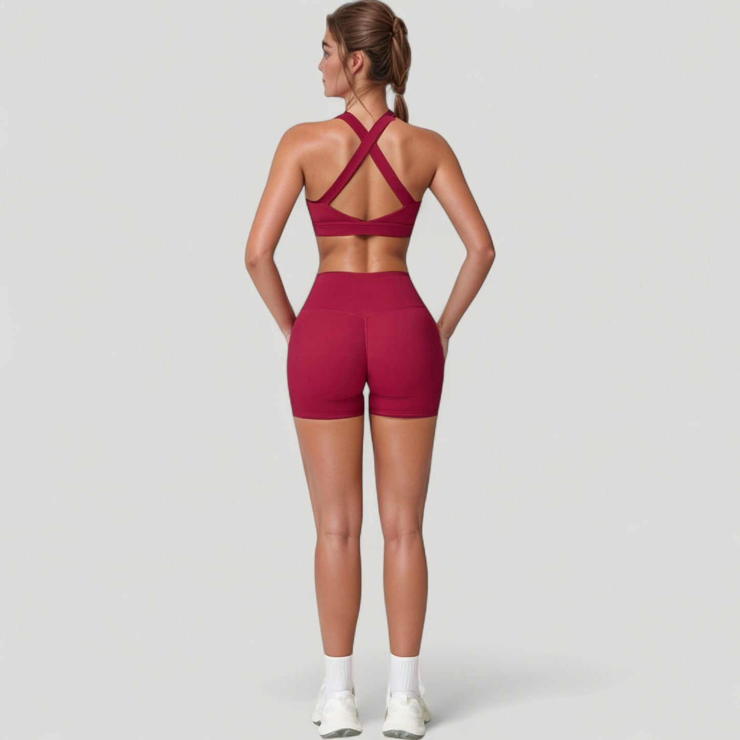 Anna-Kaci Active Women's Wide Strap Square Neck Sports Bra Top with Sculpted Seam Detail and Cropped Fit