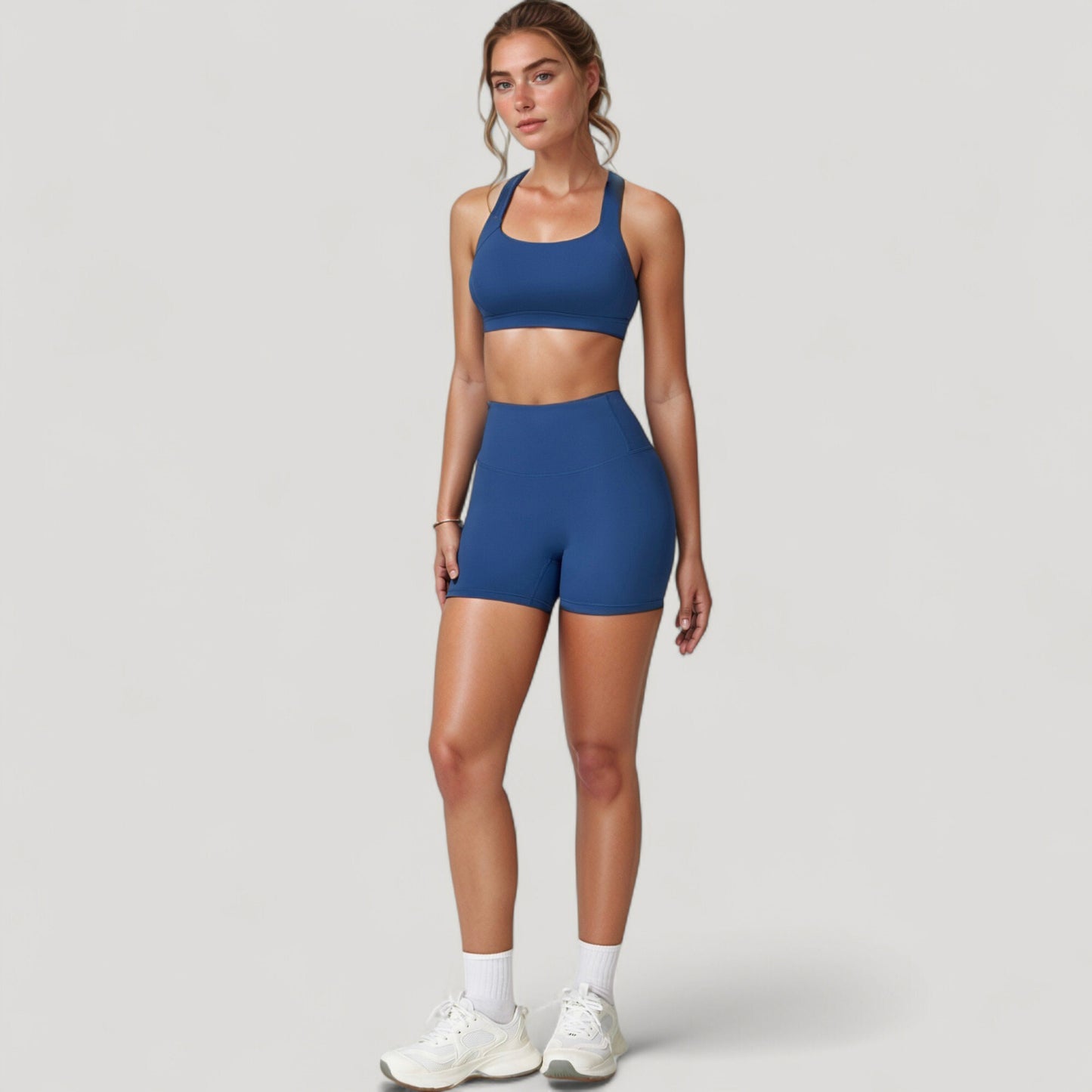 Anna-Kaci Active Women's Wide Strap Square Neck Sports Bra Top with Sculpted Seam Detail and Cropped Fit