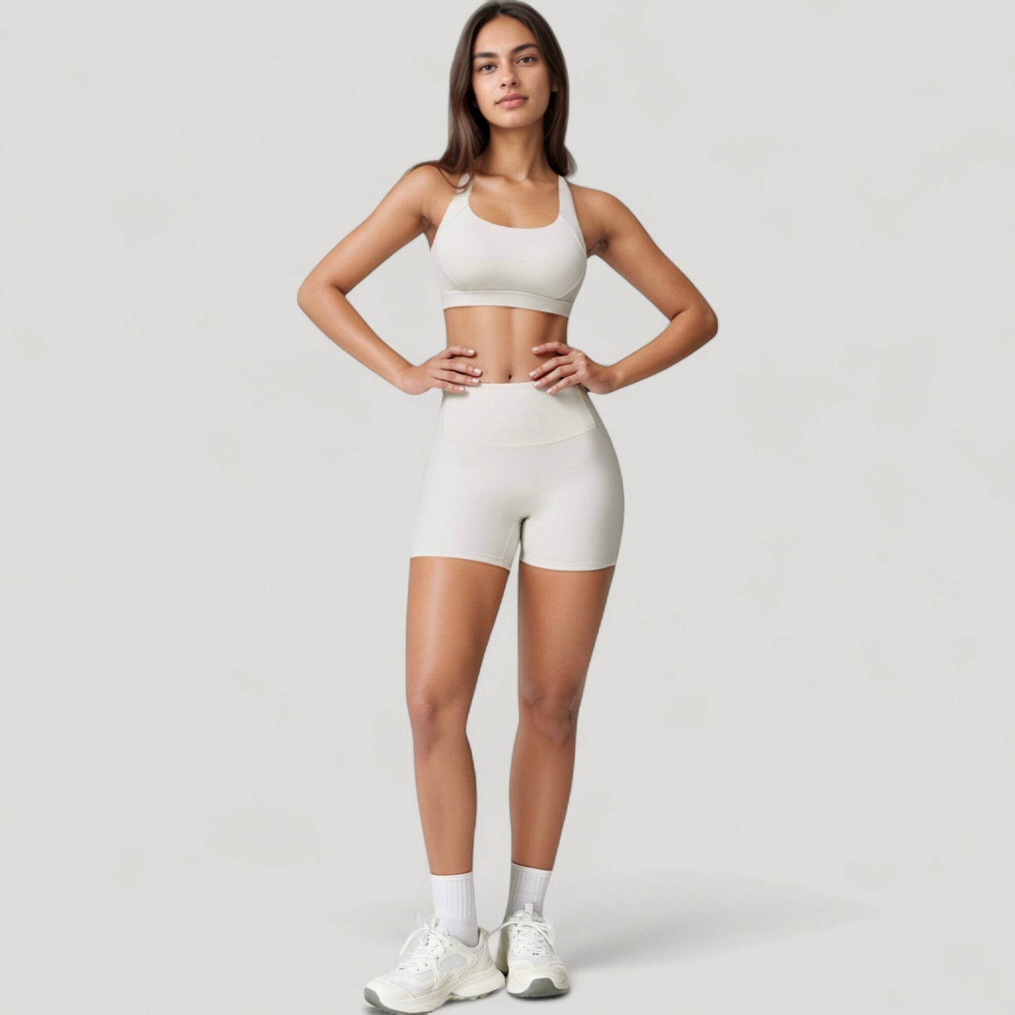 Anna-Kaci Active Women's Wide Strap Square Neck Sports Bra Top with Sculpted Seam Detail and Cropped Fit